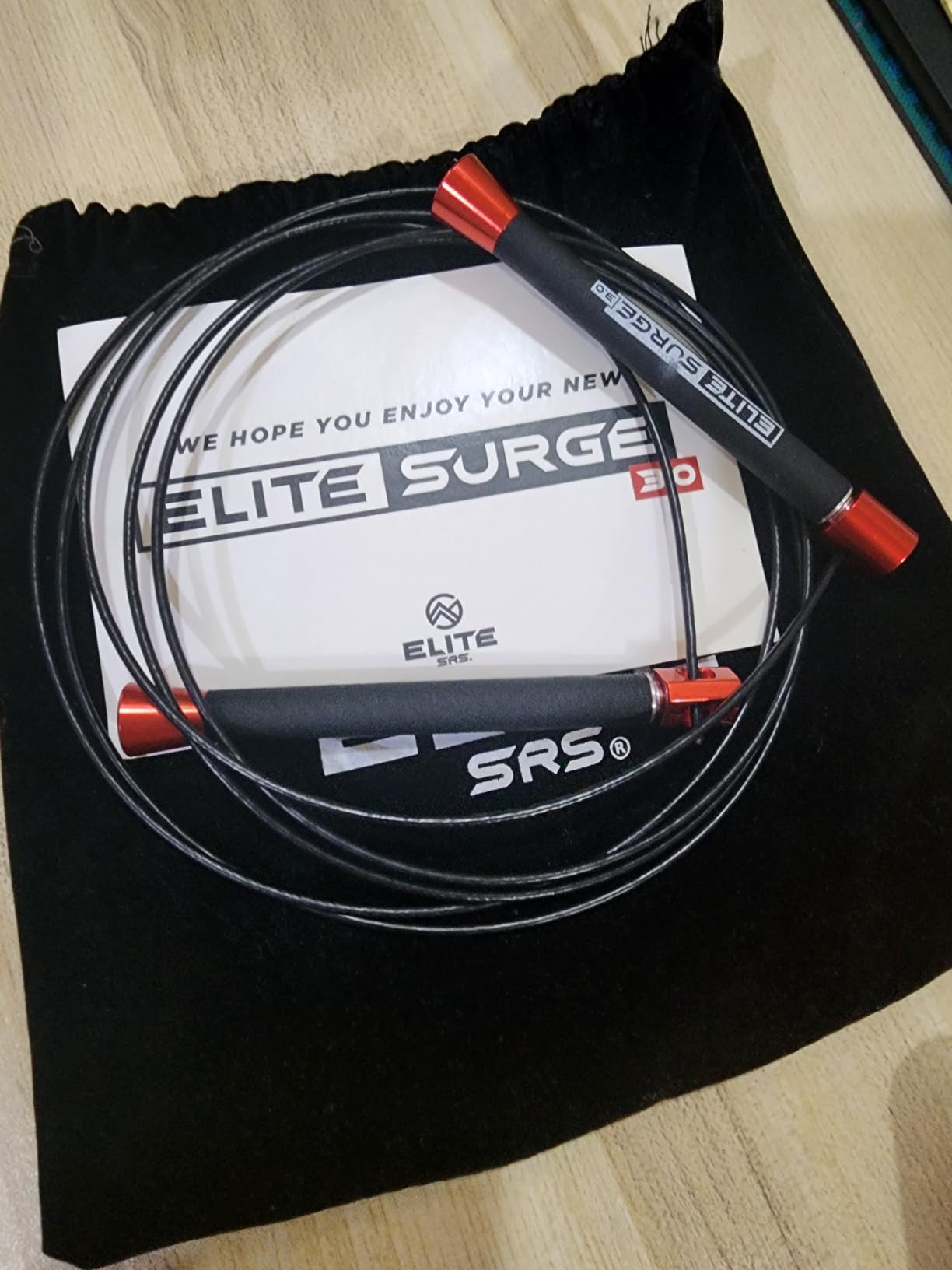 Elite Jumps Surge Professional Speed Rope for Double Unders - Patented Dual Bearing Ultra Light-Weight Handle for Premium Spin Control and Kink-Resistant Cable for fast Speed Jump Rope customer photo 2
