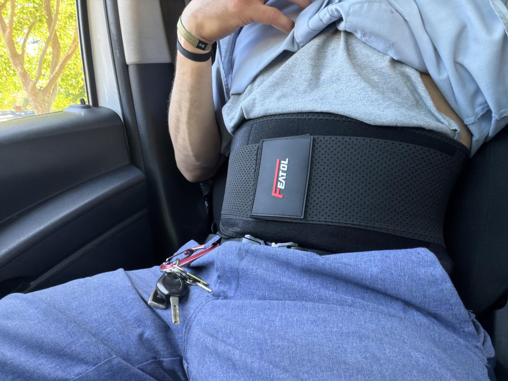 FEATOL Back Brace Support Belt - Lumbar Support Back Brace for Back Pain, Sciatica, Scoliosis, Herniated Disc Adjustable Support Straps with Removable Lumbar Pad customer photo 1