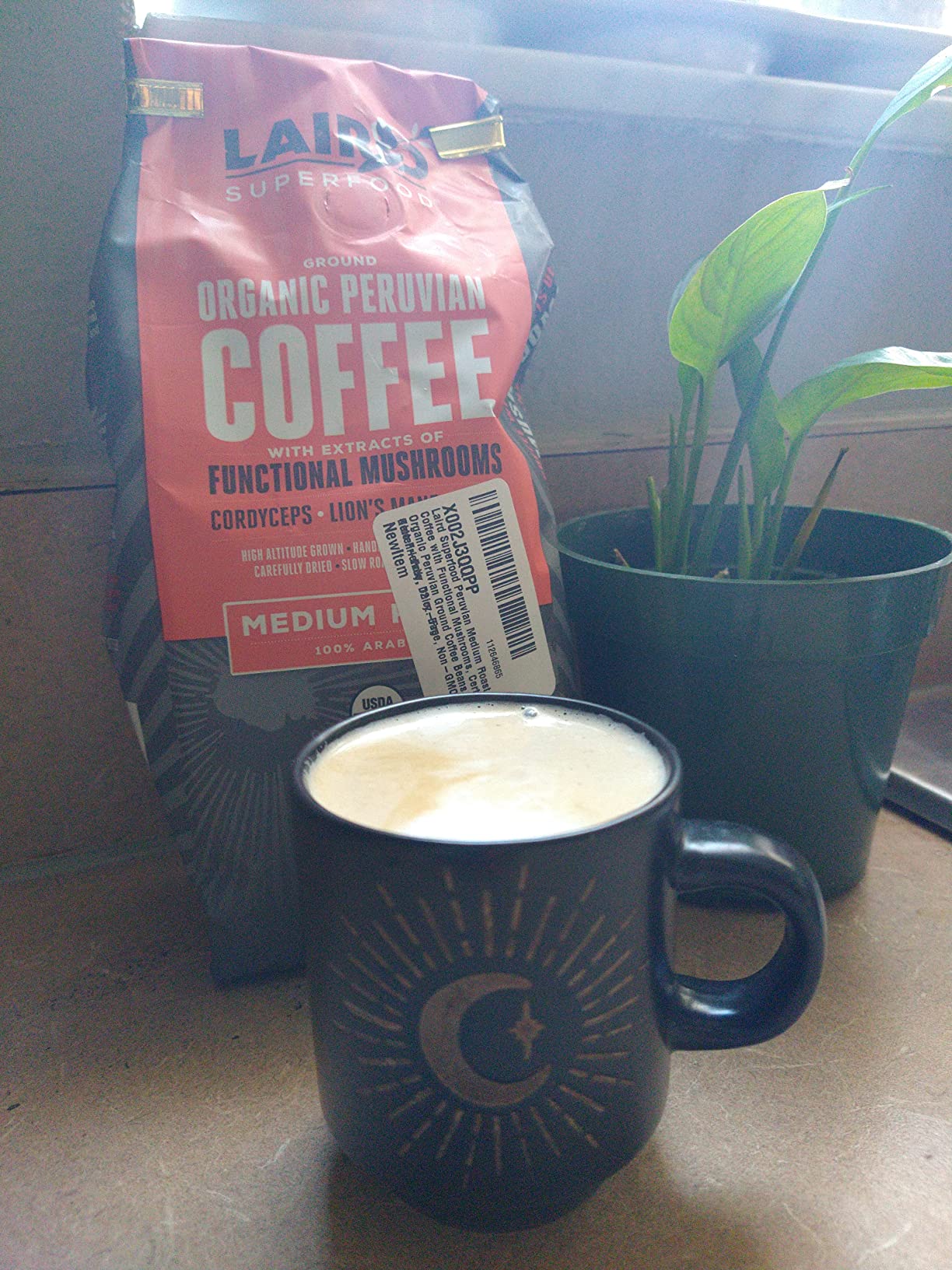 Laird Superfood Peruvian Medium Roast Coffee with Functional Mushrooms, Certified Organic Peruvian Ground Coffee Beans, Gluten-Free, Dairy-Free, Non-GMO, Paleo, Keto Friendly, 12 oz. Bag customer photo 2