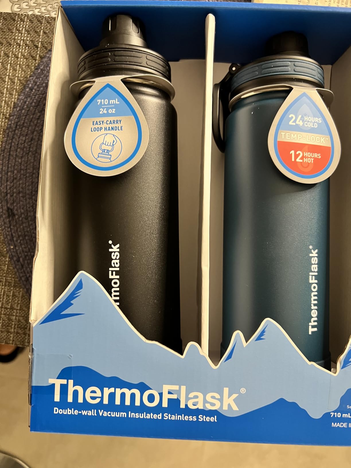 ThermoFlask Stainless Steel Water Bottles 2-Pack - Double-Wall Vacuum Insulated 24 oz BPA-Free Spout Lids customer photo 1