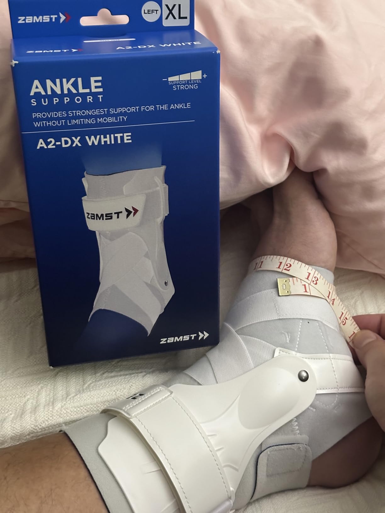 Zamst A2-DX Sports Ankle Brace with Protective Guards For High Ankle Sprains and Chronic Ankle Instability-for Basketball, Volleyball, Lacrosse, Football-Black, Left Large customer photo 1