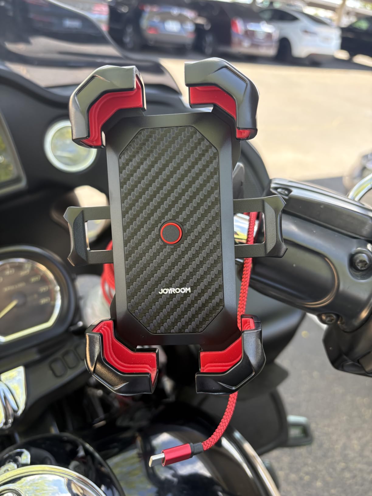 JOYROOM Motorcycle Phone Mount, [1s Auto Lock][100mph Military Anti-Shake] Bike Phone Holder for Bicycle, Handlebar Phone Mount customer photo 1