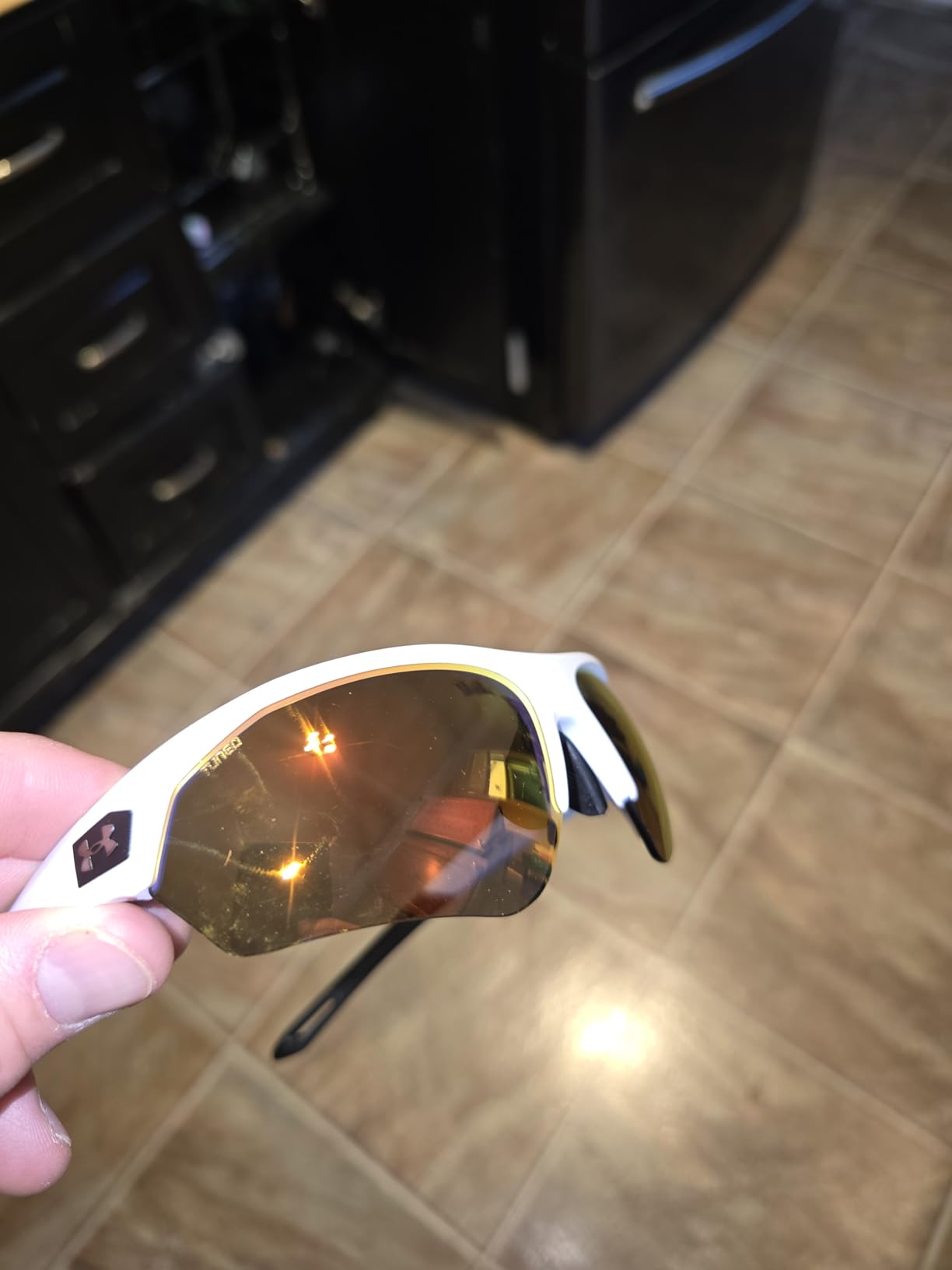 Under Armour Men's Playmaker Wrap Sunglasses, Matte White/Black, 72mm, 10mm customer photo 1
