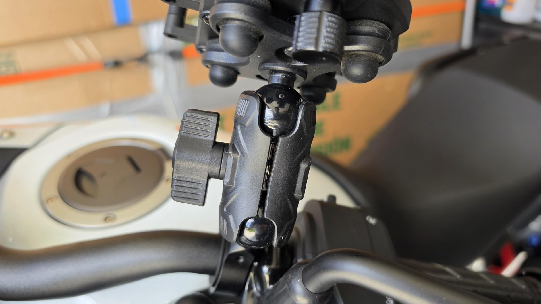 BRCOVAN Anti-Theft Motorcycle Phone Mount Holder with Vibration Dampener | with Secure Lock, Adjustable Size Handlebar Cellphone Cradle for Bike Bicycle Scooter ATV, Fit 5.4 - 7.2'' Smartphones customer photo 2