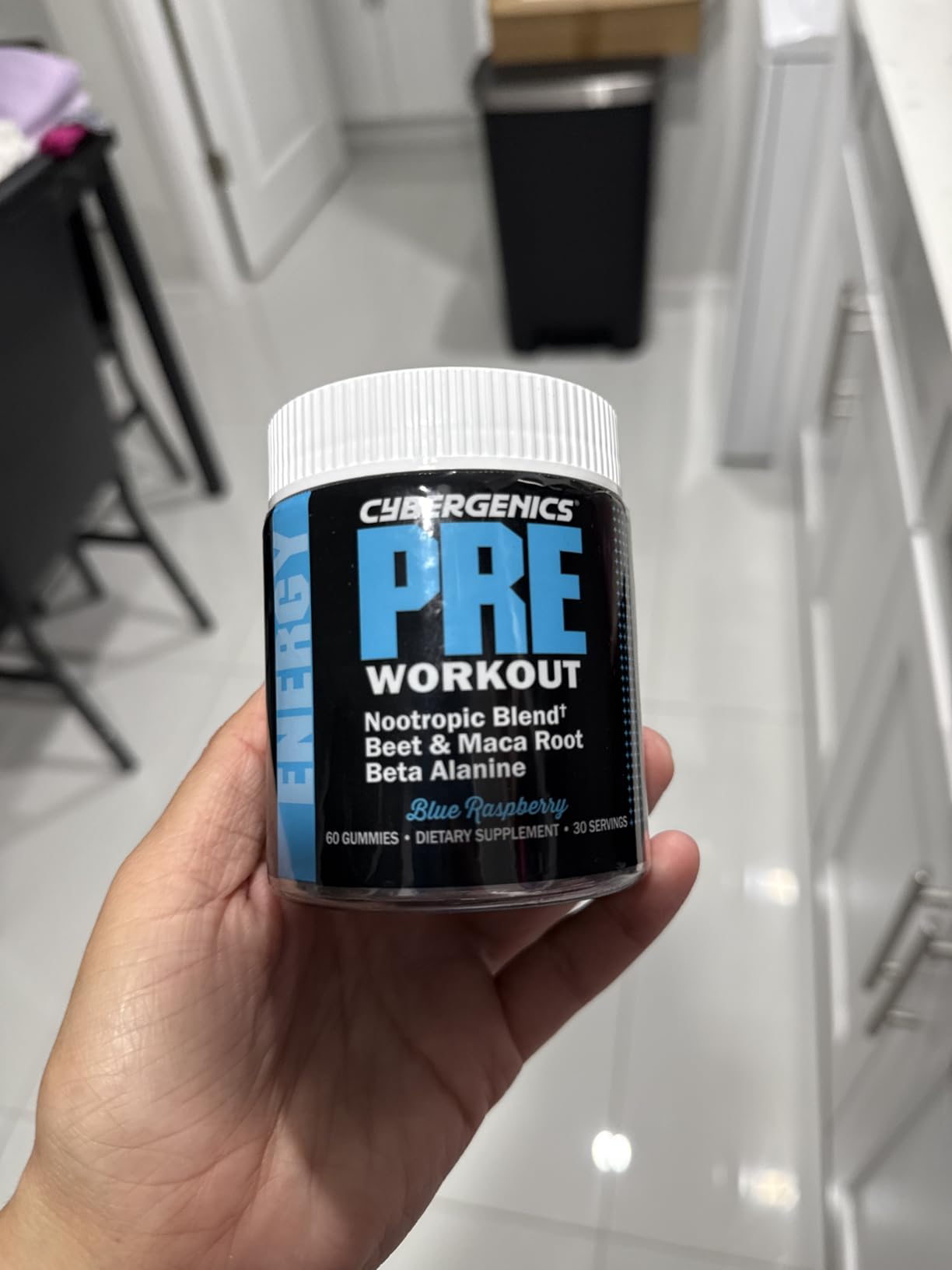 Pre Workout Gummies, Supports Energy Levels, Boosts Performance, Beta Alanine, Green Tea Extract, Nootropic Blend for Focus, Natural Beet Root, Blue Raspberry, 60 Gummies, 30 Servings customer photo 1