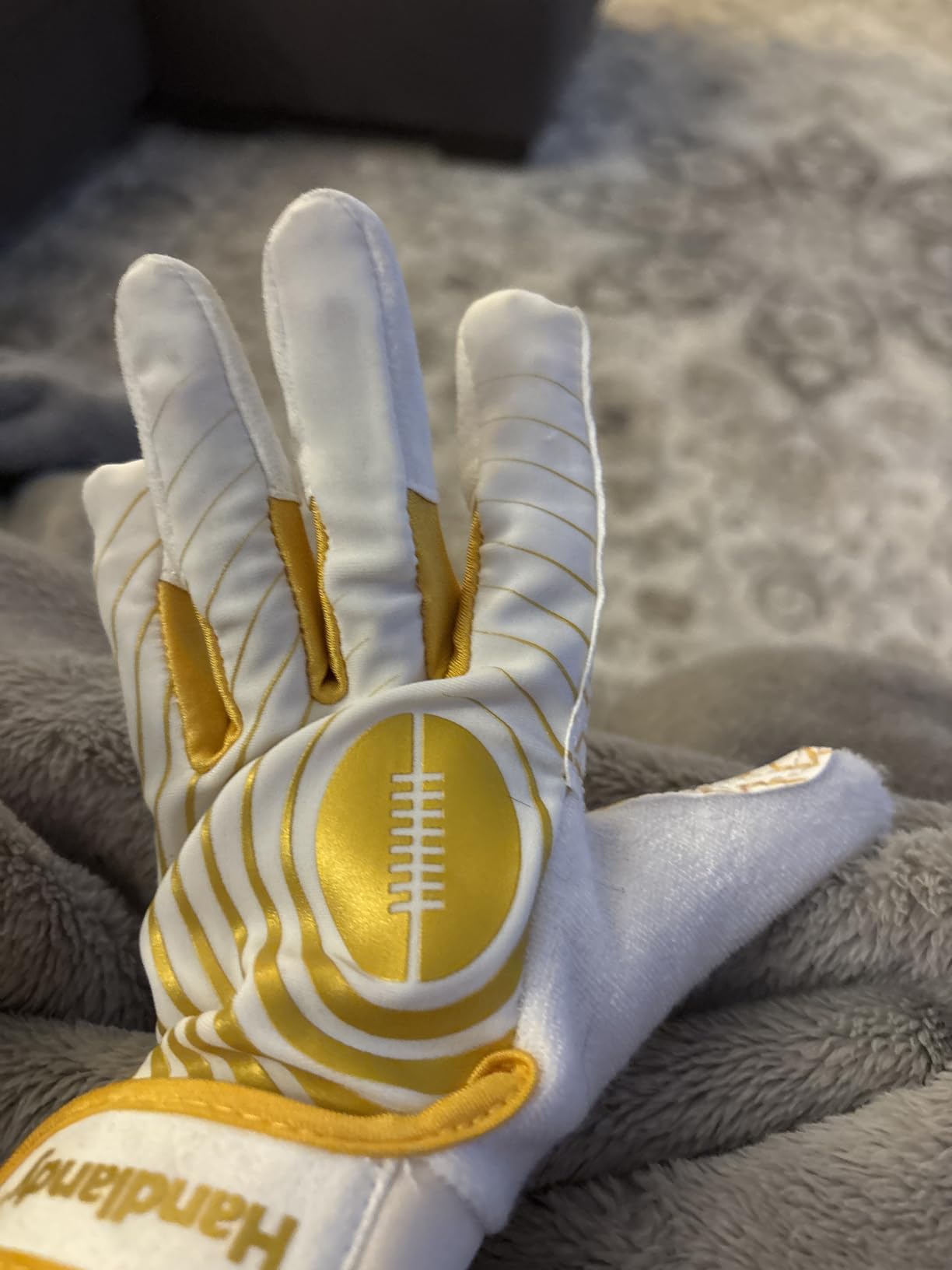 HANDLANDY Youth Football Gloves, Kids Sticky Receiver Gloves,Super Grip Football Glove Best Gift for Boys,Girls customer photo 2