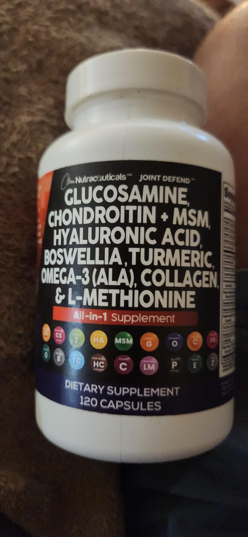 Clean Nutraceuticals Glucosamine 1500mg Chondroitin 1200mg MSM with Turmeric Curcumin, Collagen, Hyaluronic Acid, Omega 3 - Joint Health Supplement for Men & Women - Joint Complex - 120 Count customer photo 1