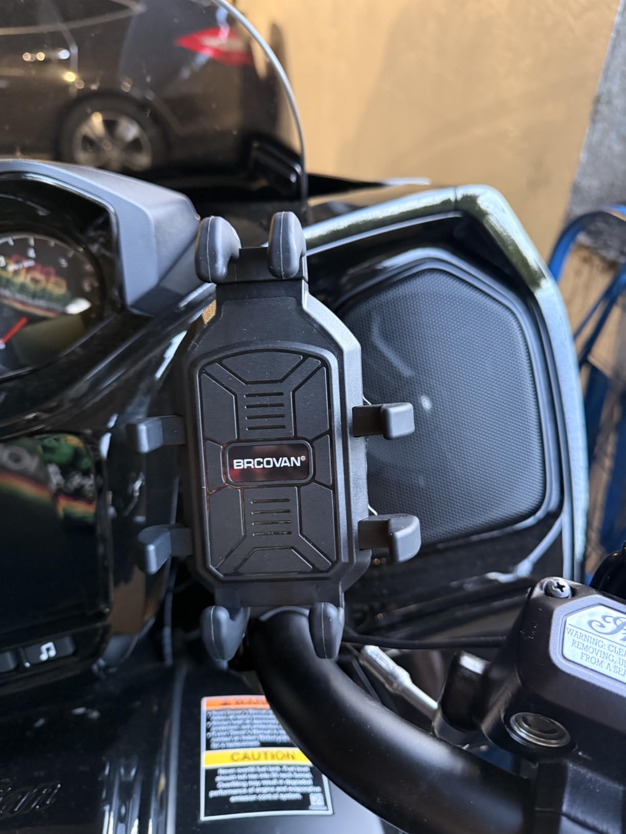 BRCOVAN Motorcycle Phone Mount Holder with Vibration Dampener | Anti-Shake Handlebar Cellphone Cradle for Bike Bicycle Scooter ATV, Adjustable Fit 5.4 - 6.9'' Smartphone customer photo 1