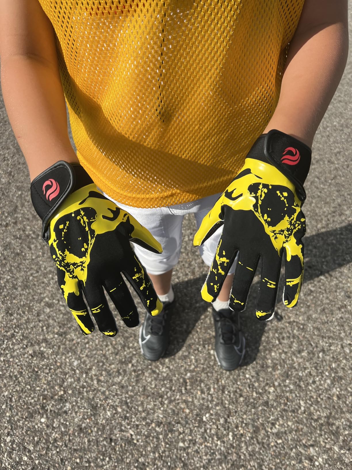 Goporoy Youth Football Gloves for Kids Excellent Grip Football Receiver Gloves customer photo 2