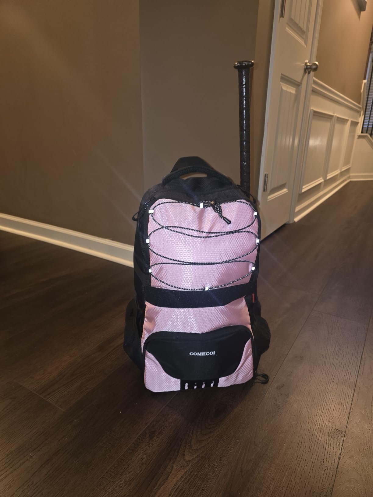 COMECOI Softball Bag, Lightweight Baseball Backpack with Shoes Compartment, Baseball Bat Bags with Fence Hook for TBall Bat & Equipment, for Batting Mitten, Helmet, for Girls, Boys, Youth, Adults customer photo 1