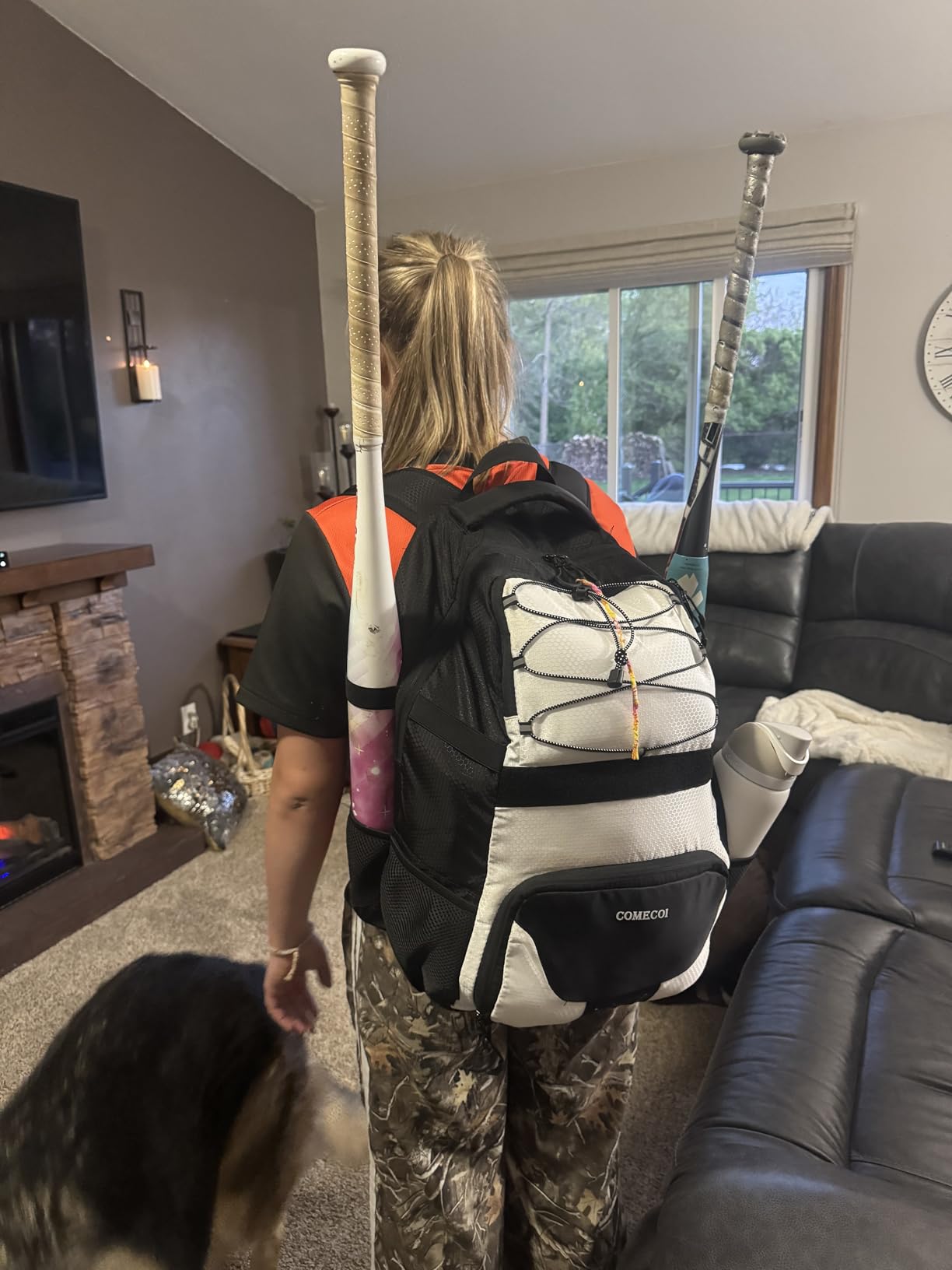 COMECOI Softball Bag, Lightweight Baseball Backpack with Shoes Compartment, Baseball Bat Bags with Fence Hook for TBall Bat & Equipment, for Batting Mitten, Helmet, for Girls, Boys, Youth, Adults customer photo 2