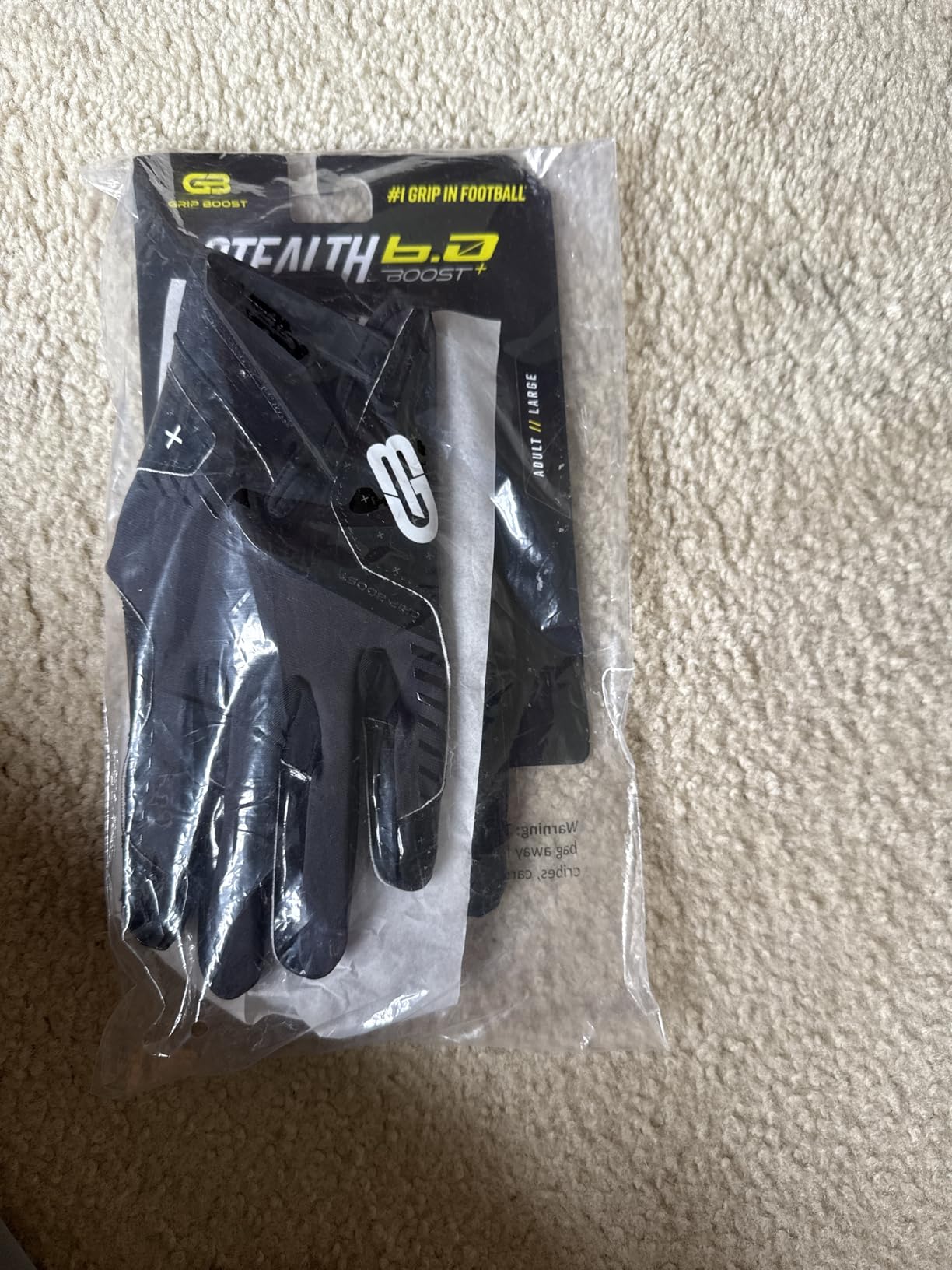 Grip Boost Football Gloves - Solid Stealth 6.0 Boost Plus Sticky Technology - Adult and Youth Football Gloves for Wide Receiver - Men's and Boys Sizes customer photo 1