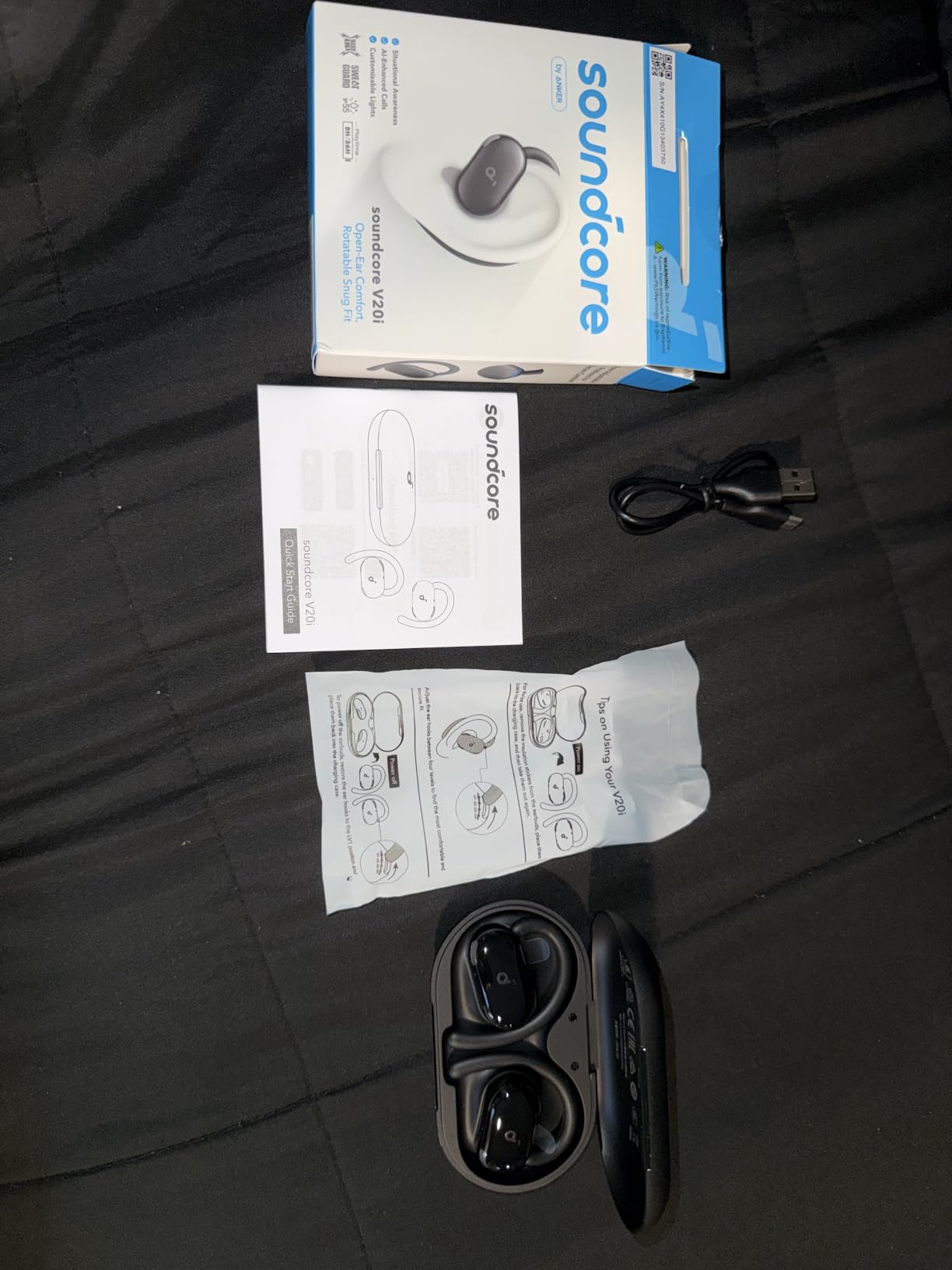 Soundcore V20i by Anker Open-Ear Headphones, Adjustable Ear Hooks, Ultra-Comfort, Snug Fit, Powerful Sound, Clear Calls, IP55, 36H Playtime, Bluetooth 5.4 Wireless Earbuds, Multipoint Connection customer photo 1