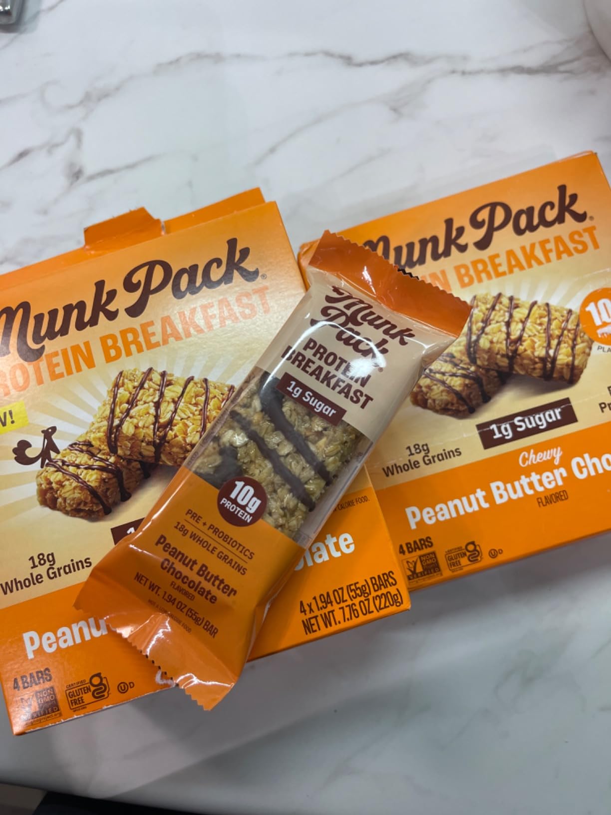 Munk Pack Peanut Butter Probiotic Protein Bars | 10g Plant Protein, 1g Sugar, 6g Fiber | Diabetic-Friendly Ideal Breakfast Bars - On-the-Go Snacks, Gluten-Free, Non-GMO | 12 Count customer photo 1