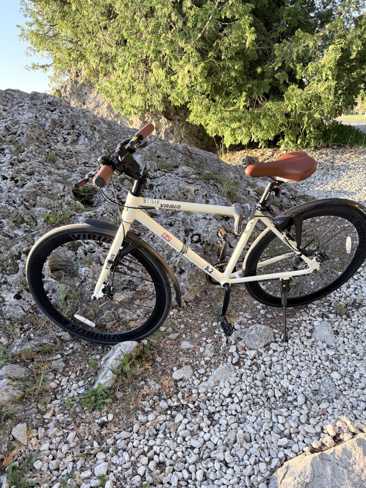 VIRIBUS Hybrid Bikes, 28 inch Mens Hybrid Bicycle 7 Speed, Lightweight Aluminum Frame & Disc Brakes, 700C customer photo 1