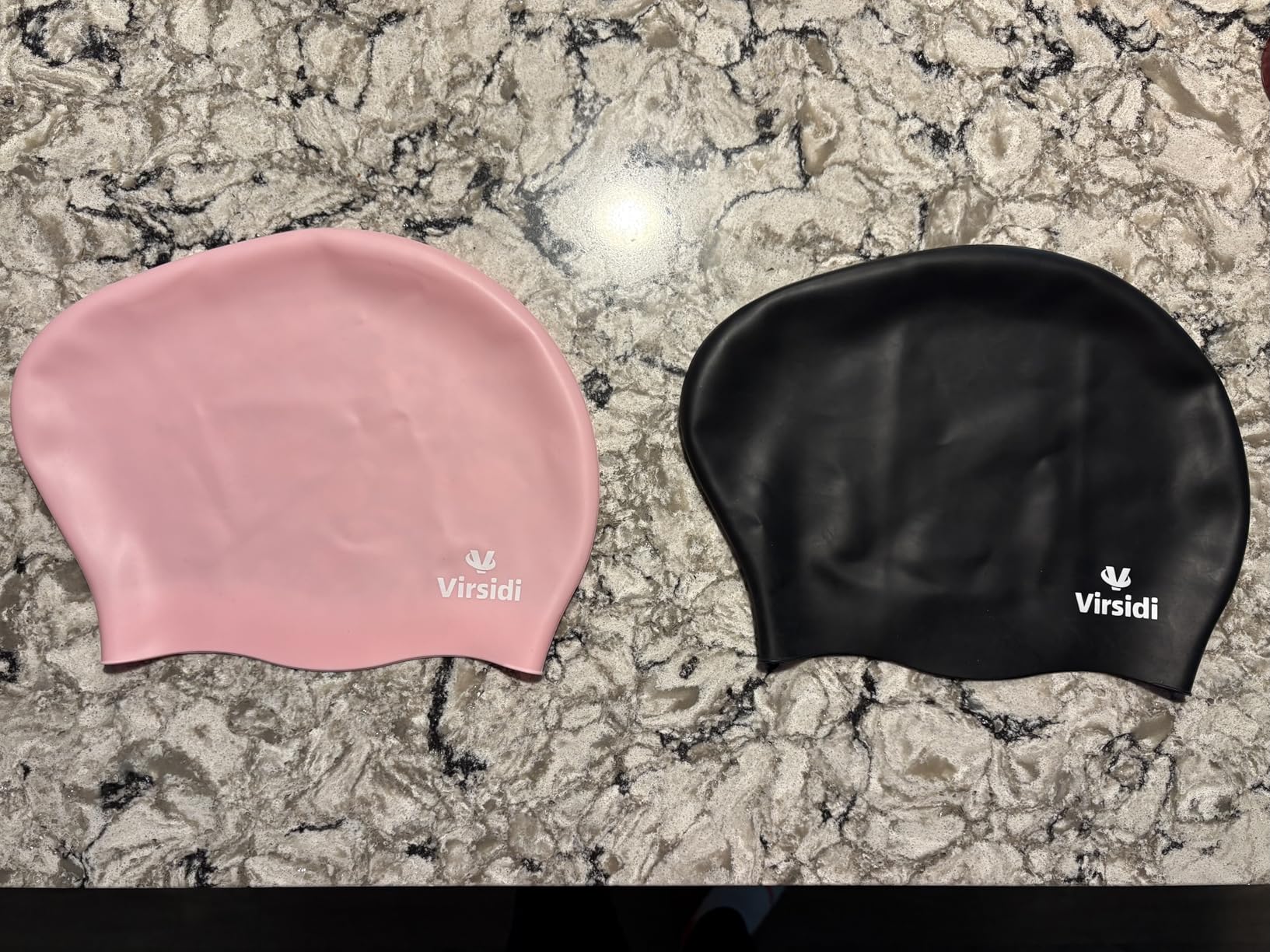 2 Pack Large Swim Caps for Long Hair, Silicone Swimming Cap for Adult Women Men, Waterproof Swim Hats Bathing Caps to Keep Hair Dry with Bonus Nose Clip and Earplugs customer photo 1