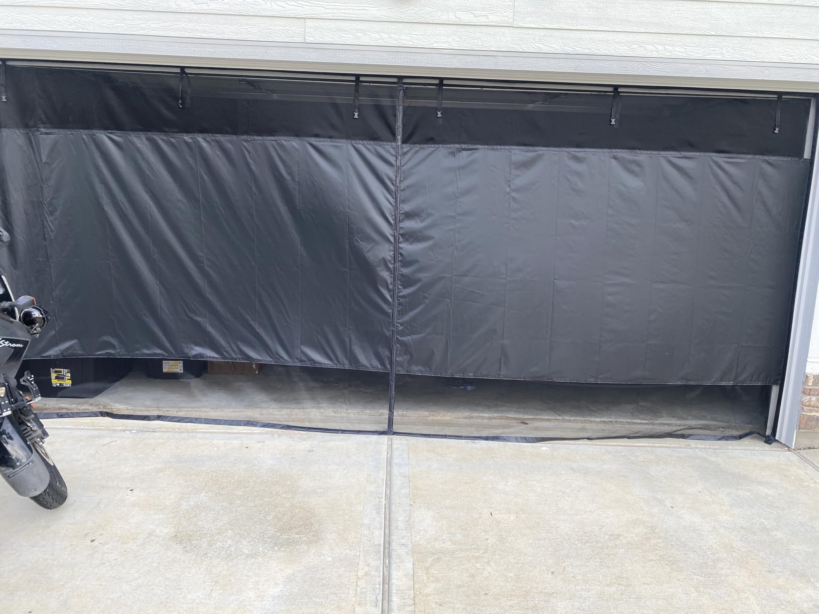 Privacy Garage Door Screen Blackout for 2 Car Garage-16x7FT Magnetic Garage Screen, 9.6LB Heavy Duty Thicker 265g/㎡ Mesh, Hands Free, Magnetic Privacy Garage Screen Door(Black, 16 * 7FT) customer photo 1
