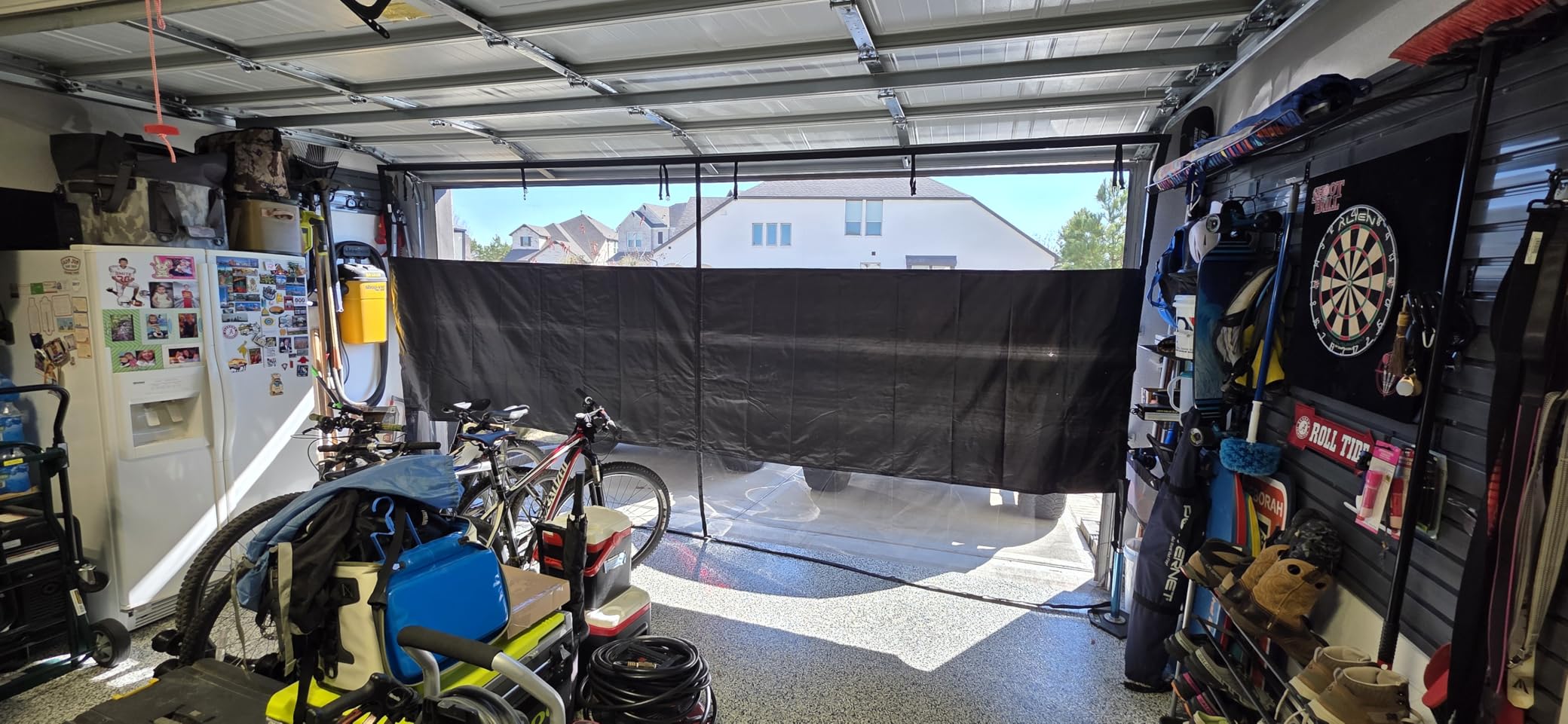 Privacy Garage Door Screen Blackout for 2 Car Garage-16x7FT Magnetic Garage Screen, 9.6LB Heavy Duty Thicker 265g/㎡ Mesh, Hands Free, Magnetic Privacy Garage Screen Door(Black, 16 * 7FT) customer photo 2