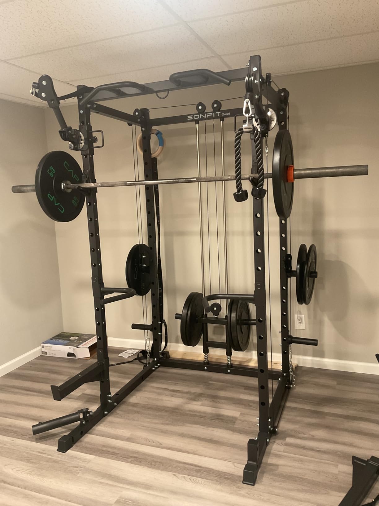 Eonfit E2 Power Cage, 1500LB Squat Rack with Cable Crossover System, Multi-Function Power Rack for Home Gym, All-in-One Squat Rack with More Training Attachments customer photo 1