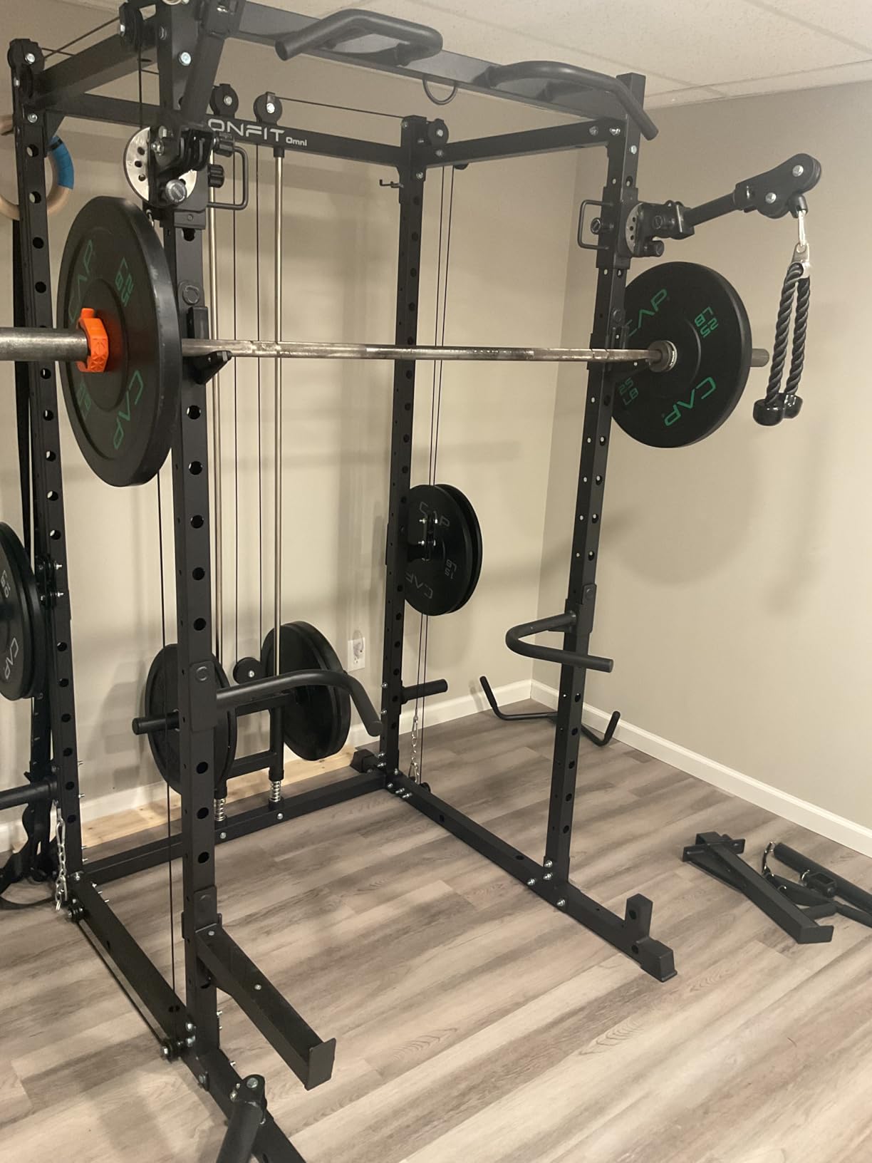 Eonfit E2 Power Cage, 1500LB Squat Rack with Cable Crossover System, Multi-Function Power Rack for Home Gym, All-in-One Squat Rack with More Training Attachments customer photo 2