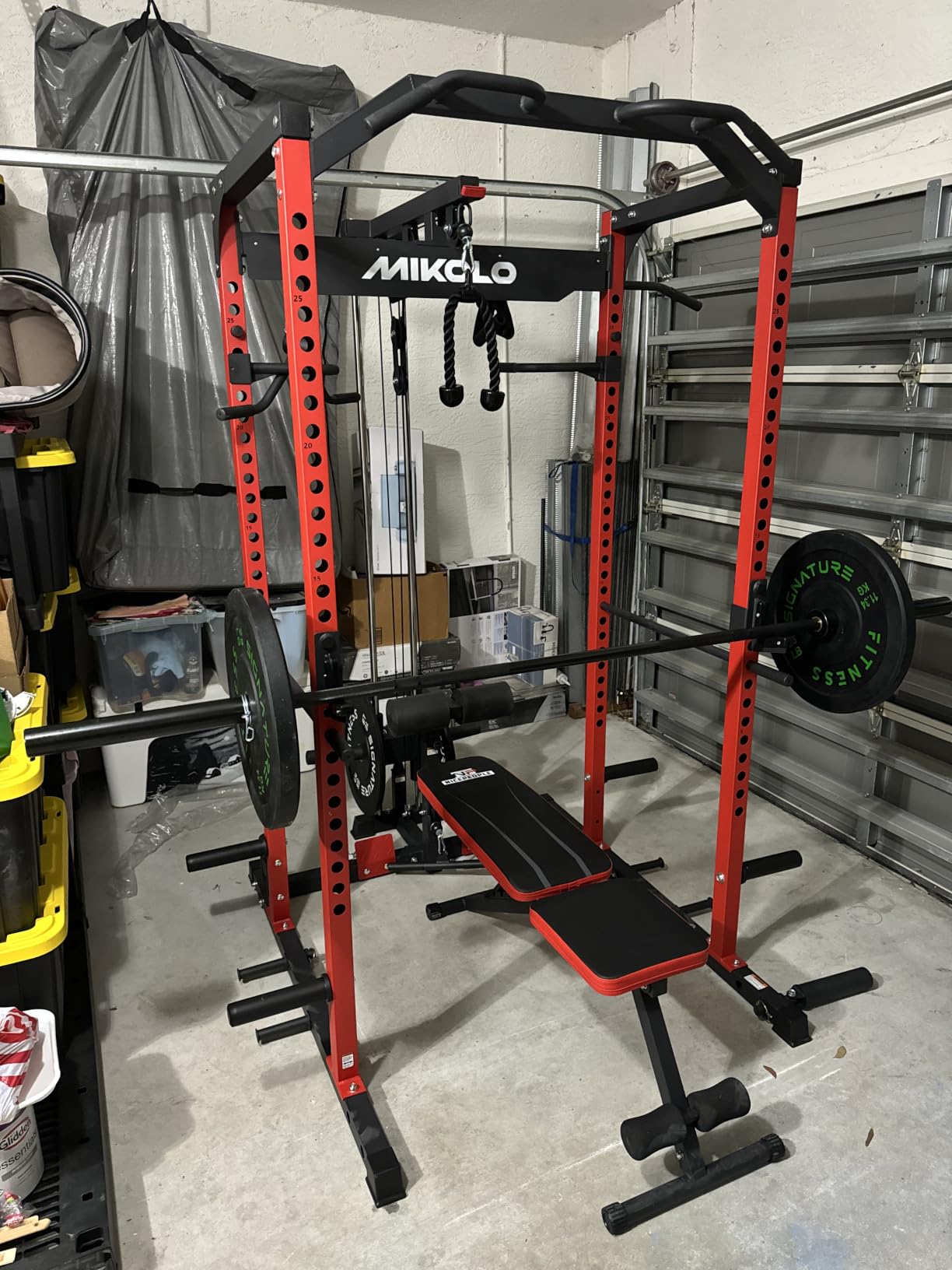 Mikolo F4 2.0 Power Cage with Dual-Track Smooth Pulley System, 1200LBS Power Rack with Leg Hold-Down for Heavy LAT Pulldowns customer photo 1
