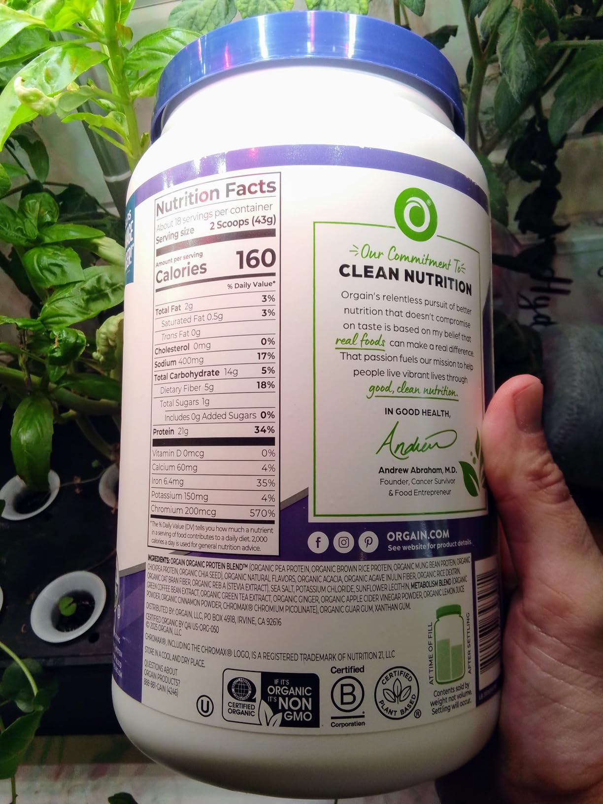 Orgain Organic Protein + Metabolism Blend Powder, Vanilla Bean - 21g Plant Protein, 5g Prebiotic Fiber, No Lactose Ingredients, Low Sugar, Non-GMO, for Shakes & Smoothies, 1.71 lb customer photo 2