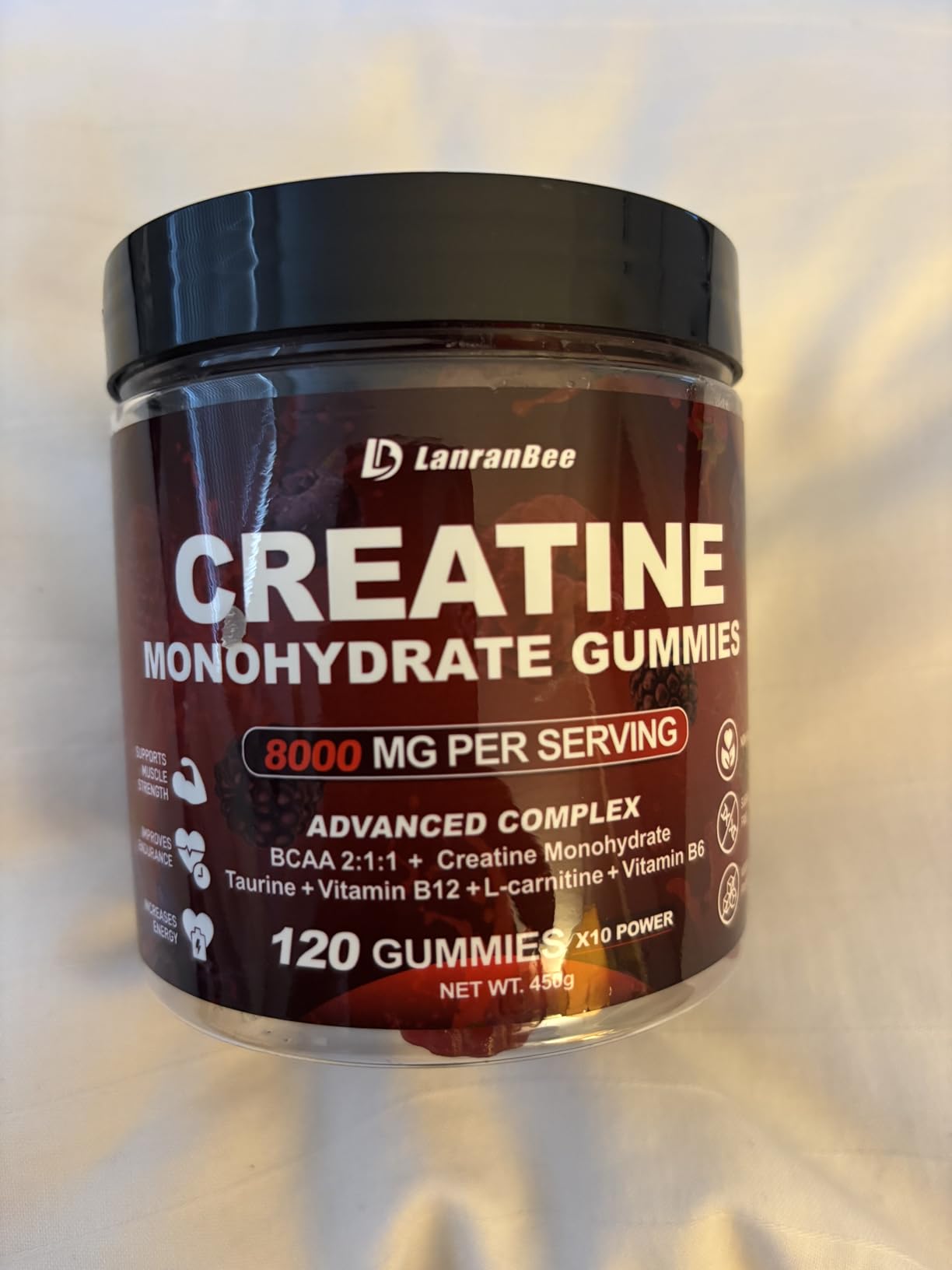 Creatine Monohydrate Gummies for Men & Women with L-Carnitine & Taurine, Sugar Free Chewable Creatine Pre-Workout Supplement for Muscle Strength, Muscle Builder, Energy Boost (Raspberry Flavor) customer photo 2