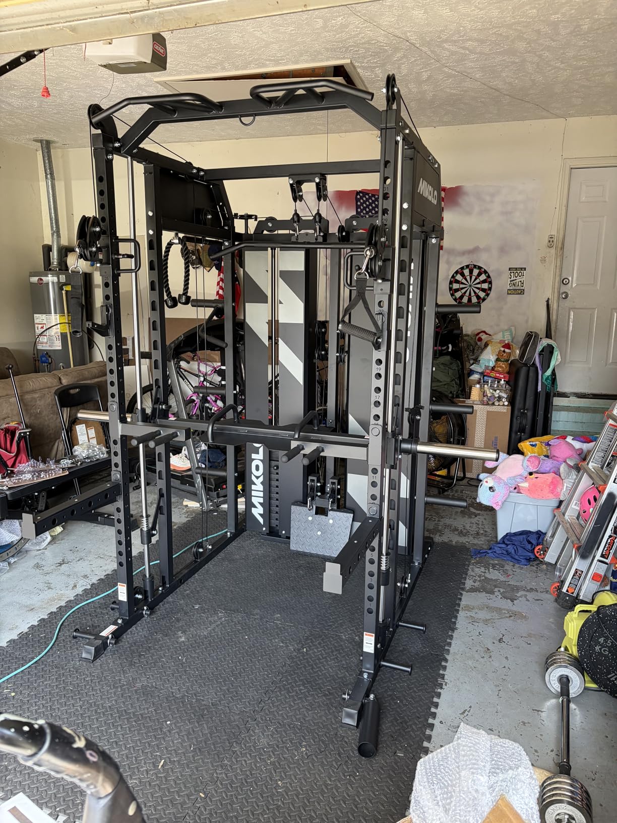 Mikolo Smith Machine with Weight Stack, Power Cage Home Gym System with LAT Pulldown & Cable Crossover, Multi-Functional Trainer with Dual Pulley System customer photo 1