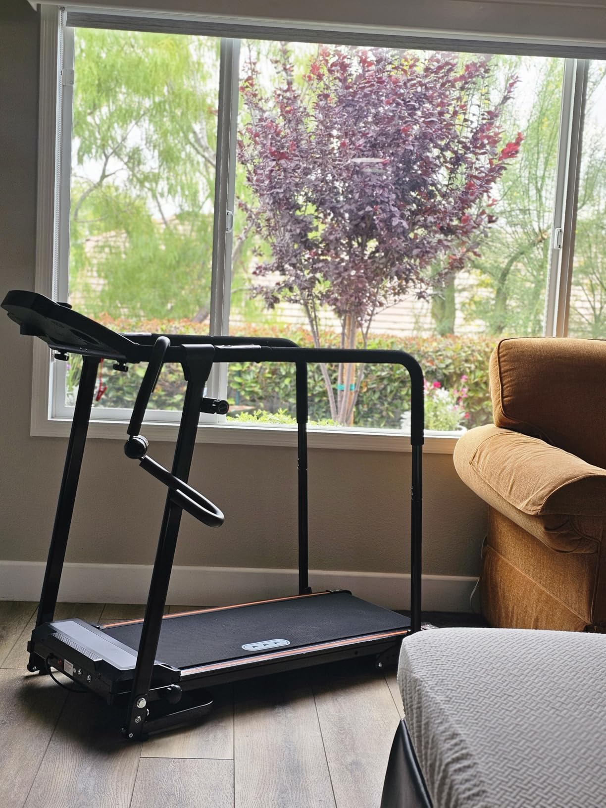 Redliro Treadmill for Seniors with Long Handrails - Foldable Walking Treadmill for Home Small, 300 lbs Capacity, 0-2% Incline, Auto Lube, Mute & Quick Speed Button, Elder Recovery, Cup & Phone Holder customer photo 1