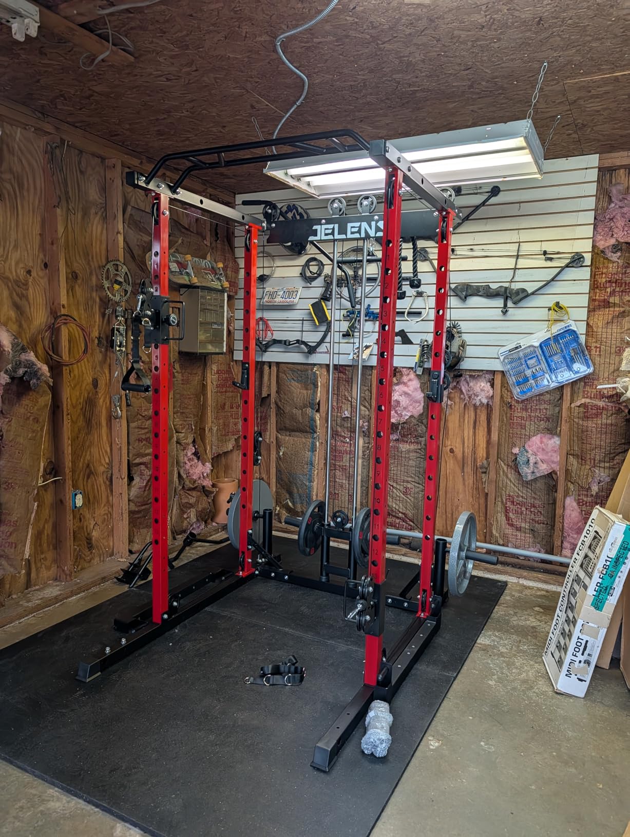 JELENS C12 Power Rack, 2000LBS Squat Rack with Cable Crossover System, Workout Cage with More Training Attachments for Home Gym customer photo 2