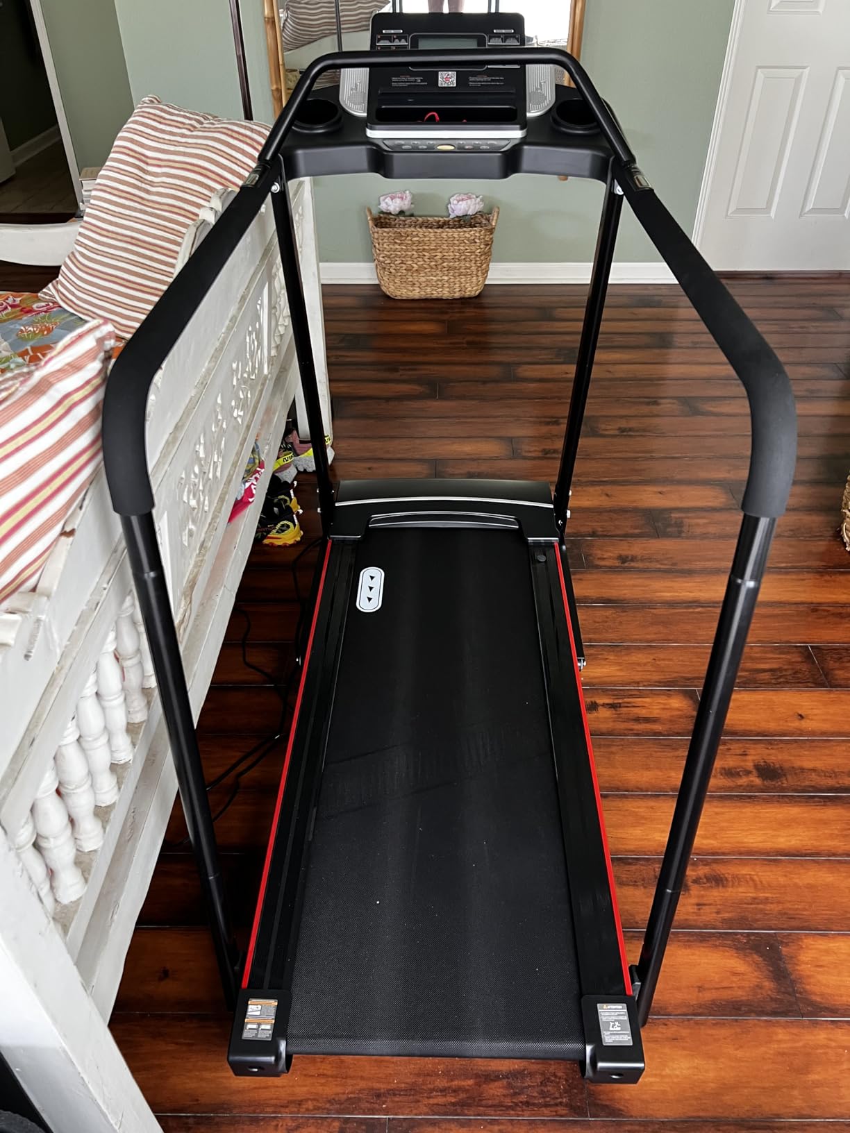 Redliro Walking Treadmill for Seniors Foldable - 400 Lb Capacity Senior Treadmill with Front & Long Handrails, 0%-2% Incline Home Recovery Fitness Exercise Machine for Elder, 47.6