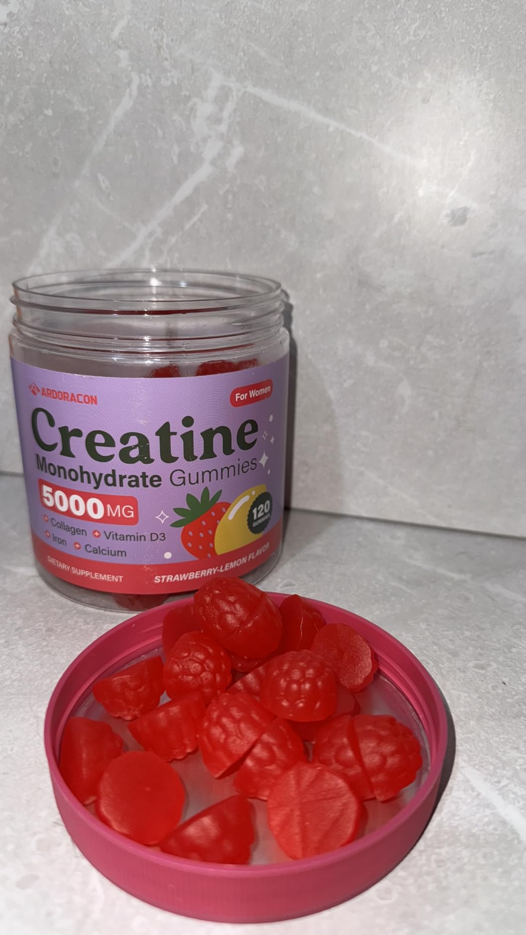 Creatine for Women, Creatine Monohydrate Gummies with Collagen, Vitamin D3 & Calcium for Muscles, Booty & Energy, Flavored Sugar Free Creatine Gummies Post & Pre Workout Supplements for Women, 120 Ct customer photo 1