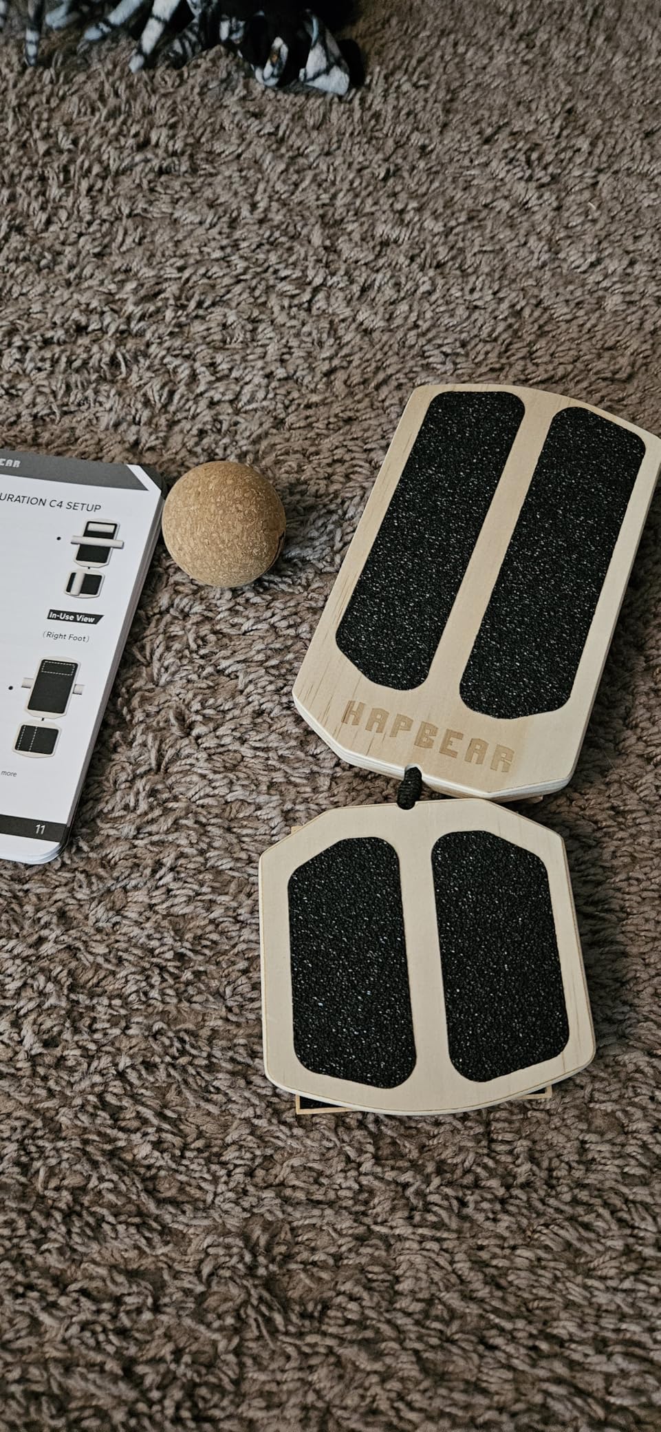 HAPBEAR Axis Board Ankle Balance Board Single Leg Balance Board - Ankle Strengthener, Blackboard Foot Trainer for Conditioning & Stability - 80 Configurations w/ Training Guide & Cork Ball - Natural Wood customer photo 2