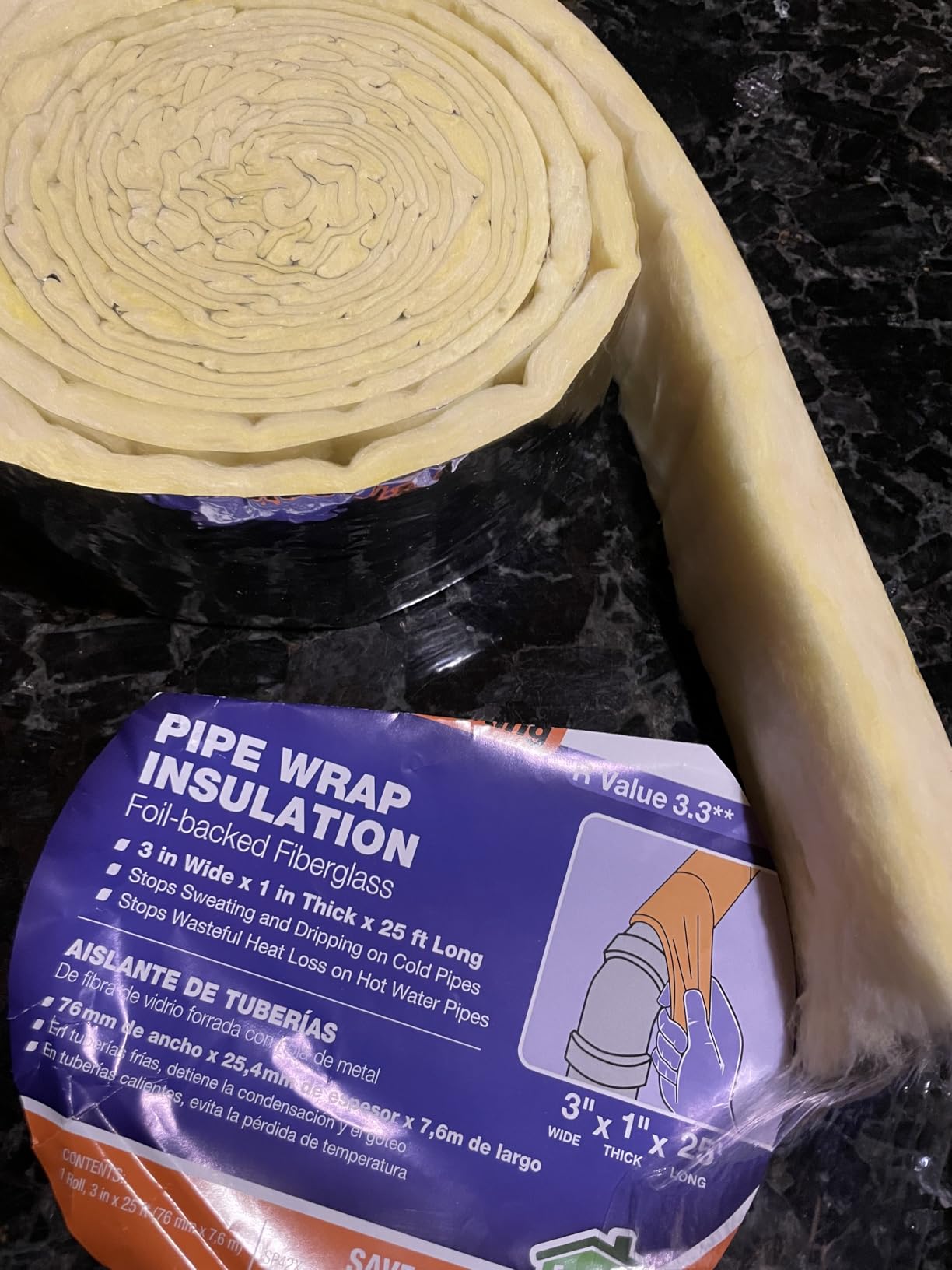 Frost King Foil Backed Fiberglass Pipe Wrap, 3