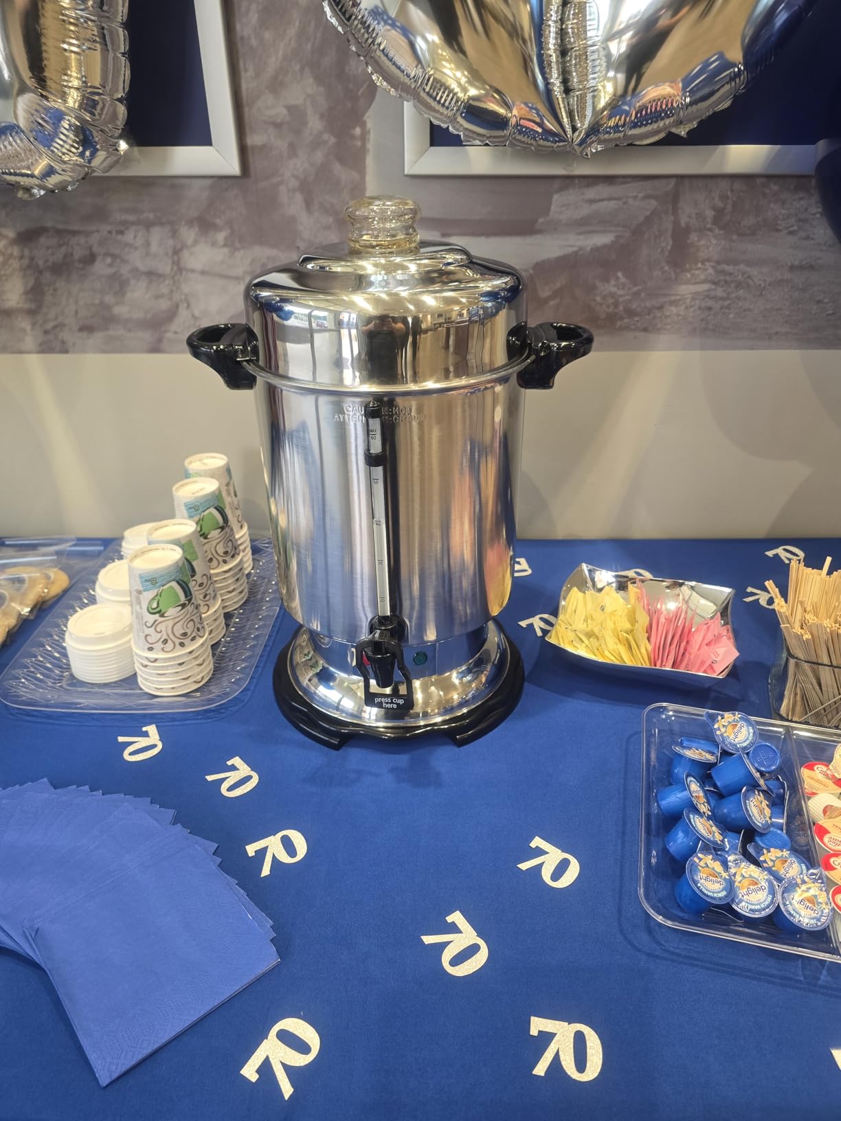 Hamilton Beach Commercial Coffee Urn & Hot Beverage Dispenser, 60 Cup Capacity, Polished Stainless Steel (D50065) | Keep Warm Heater | Easy-Push Lever For One Handed Operation | Water Window | Polished Stainless Steel | D50065 customer photo 1
