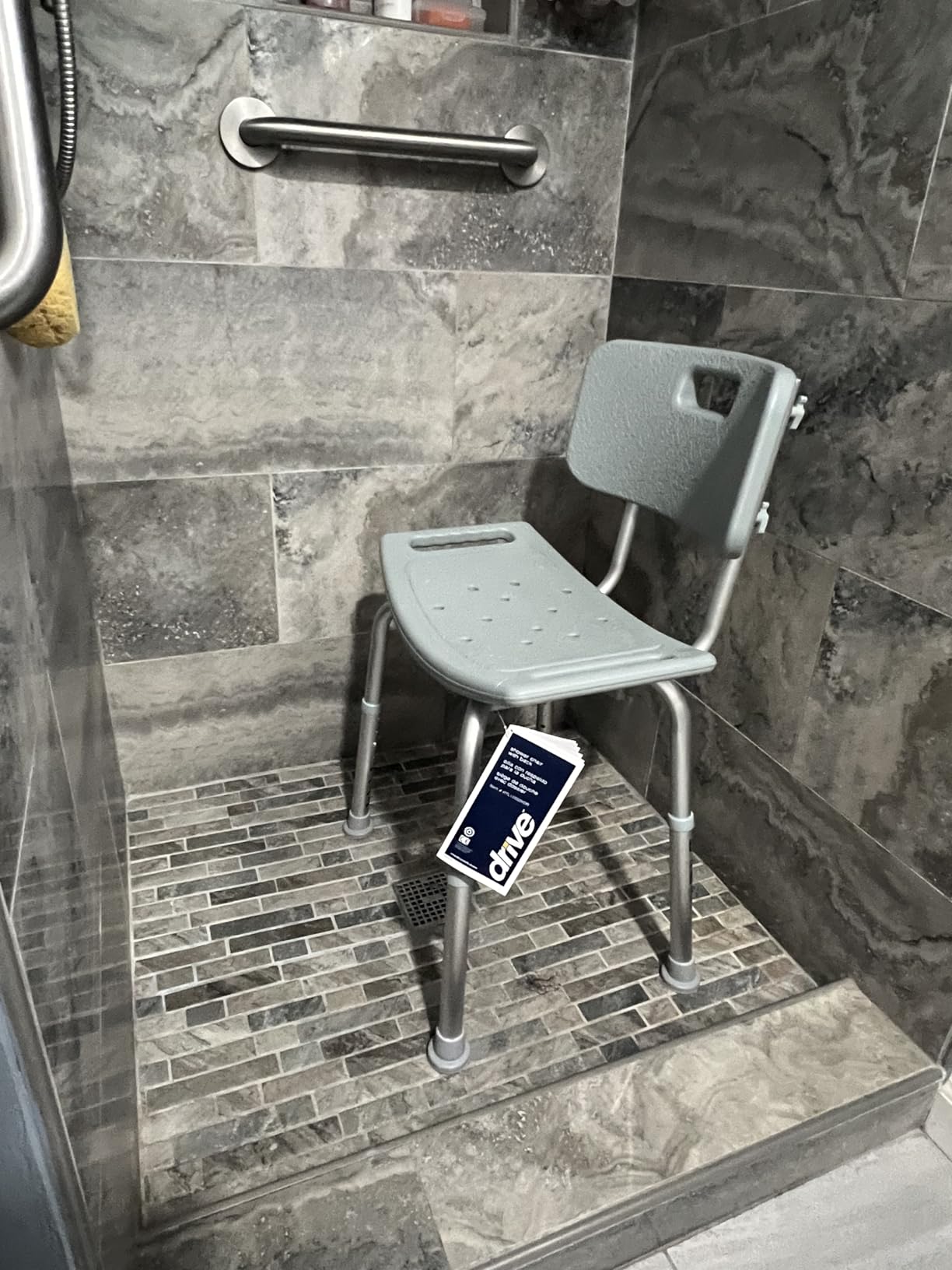 Drive Medical Shower Chair with Back and Suction Feet, Gray | Adjustable Bathroom Bench Features Contoured Seat and Suction Feet for Lightweight, Durable Bathing Support customer photo 1