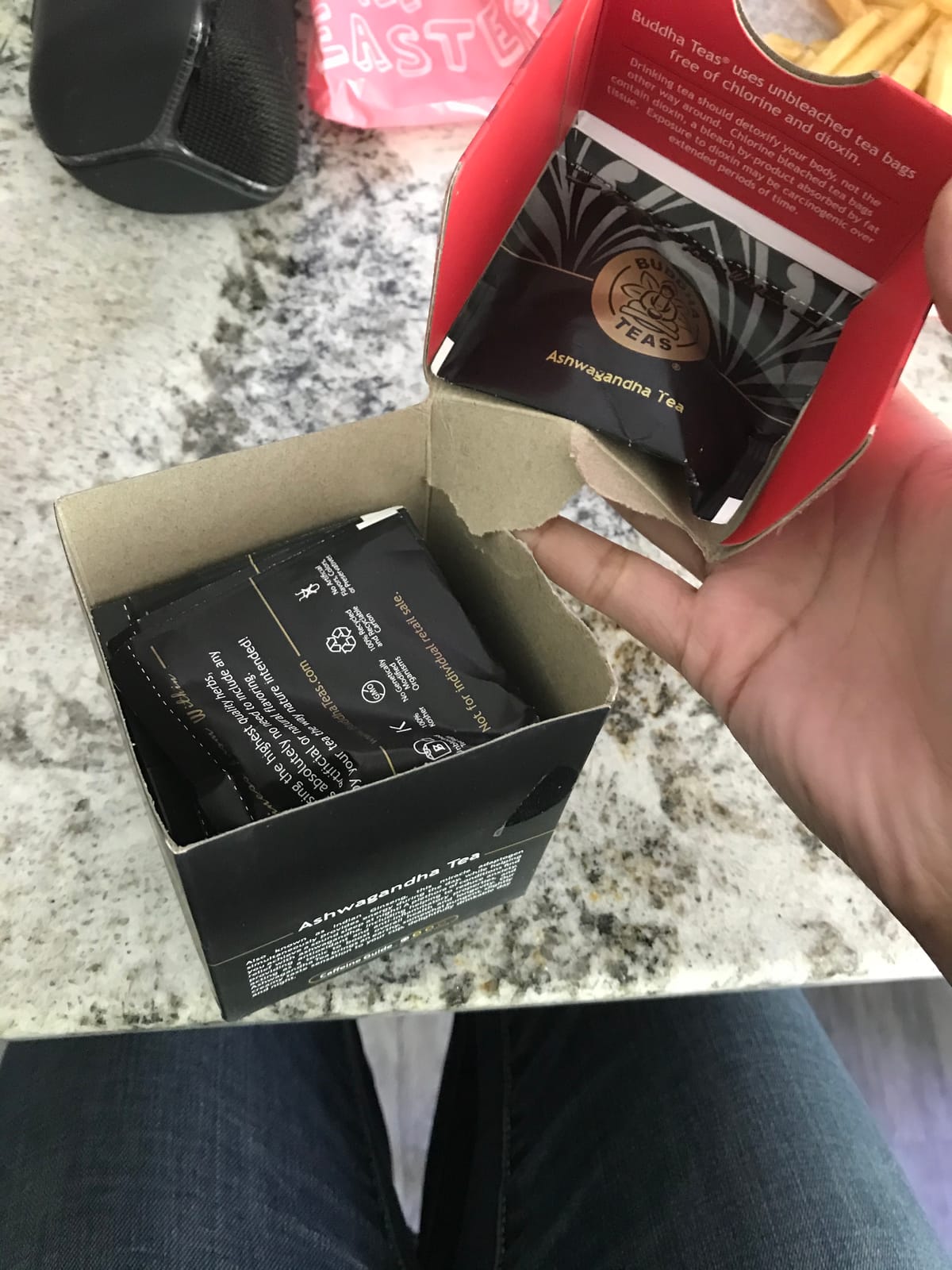 Buddha Teas Organic Ashwagandha Tea - Herbal Tea, Caffeine Free | 18 ct. Microplastic Free. Earthy and mildly bitter with a dry finish. customer photo 1