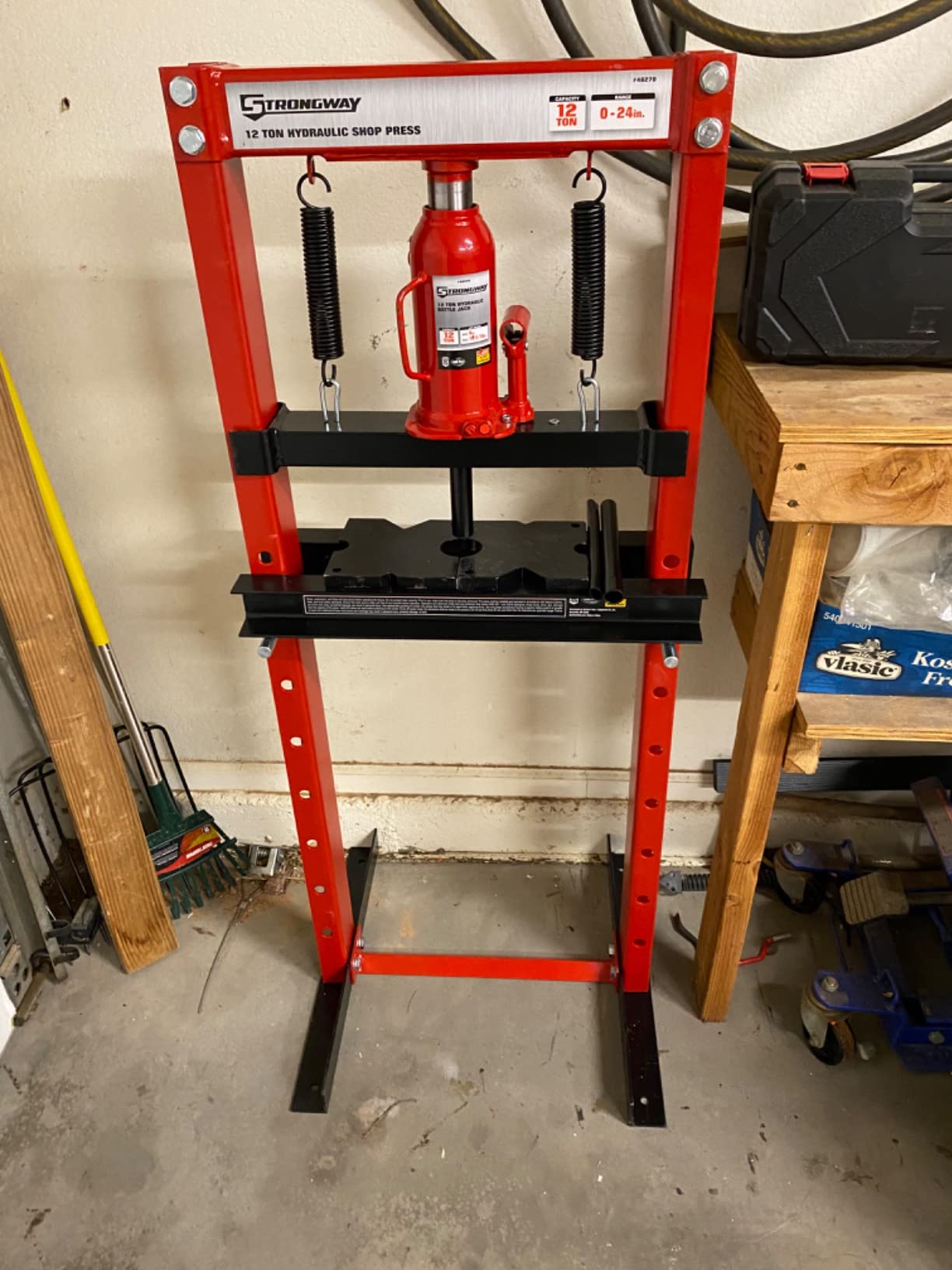 Strongway 12-Ton Hydraulic H-Frame Shop Press | Controlled pressing force, Automotive repair, Bearing service, Straightening/fabrication, Shop-ready construction customer photo 1