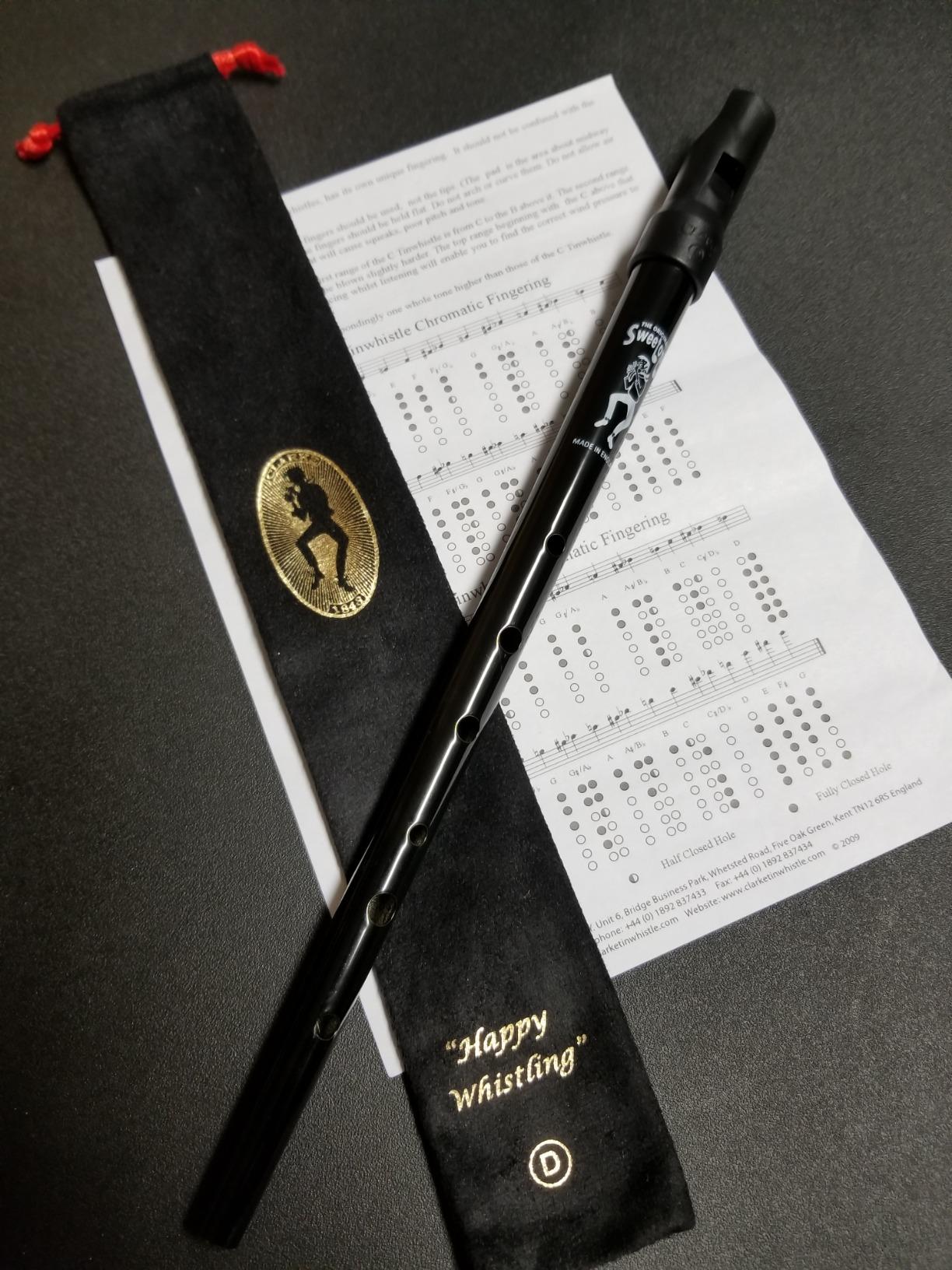 Clarke Sweetone Tinwhistle in D - Black Pennywhistle with Soft Black Cloth Whistle Pouch customer photo 2