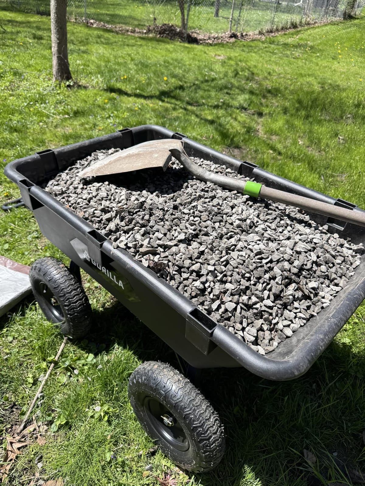 Gorilla Carts Poly Dump Cart, 600 lb. Capacity, 4 Cu ft, Quick Release Dump | Pneumatic Tires, Patented quick-release dumping, For yard, landscaping & gardening, Rust-resistant poly bed, Easy assembly customer photo 2