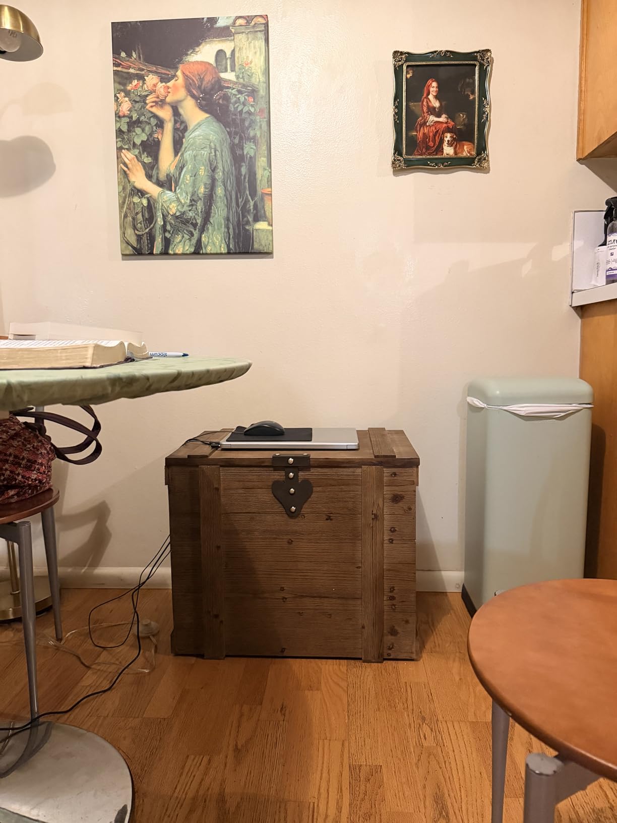 Household Essentials Victorian Style Decorative Trunk in Chinese Fir Wood with Metal Accents, Natural customer photo 1
