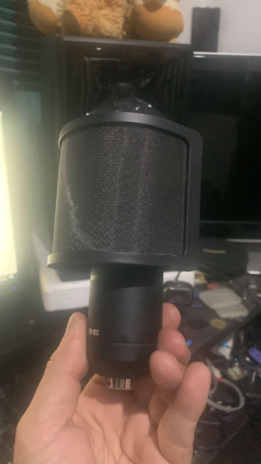 Pop Filter, PEMOTech [Upgraded Three Layers] Metal Mesh & Foam & Etamine Layer Microphone Windscreen Cover Handheld Mic Shield Mask, Microphone Accessories for Vocal Recording, Youtube videos, Streaming customer photo 1