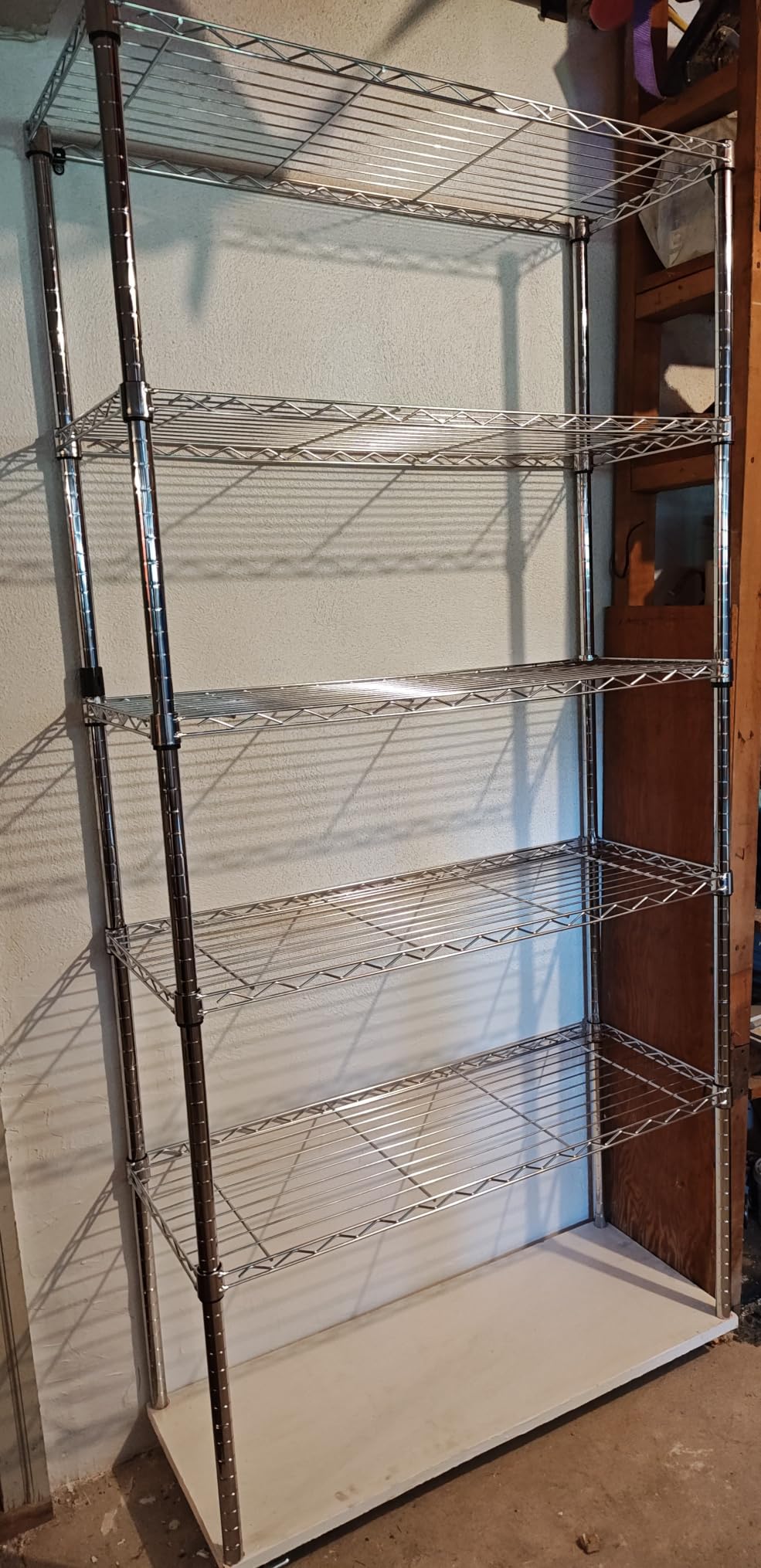 Amazon Basics 5-Shelf Adjustable Heavy Duty Steel Wire Rack, Space Saving Storage Shelving Organizer for Kitchen, Garage, No-Tool Assembly, 350 lbs Weight Capacity, 36