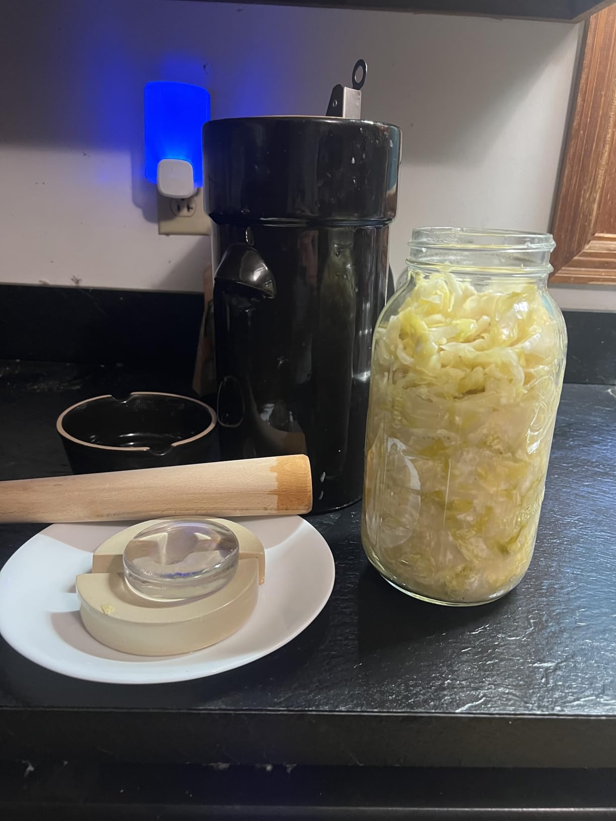 Fermentation Crock 1 Gallon - Sauerkraut Crock with Lid, Weights & Pounder | Ceramic Fermenting Crock Kit for Pickling Cabbage Kimchi Vegetables - 4 Liter Fermentation Jar - Stoneware Pickle Pot customer photo 1