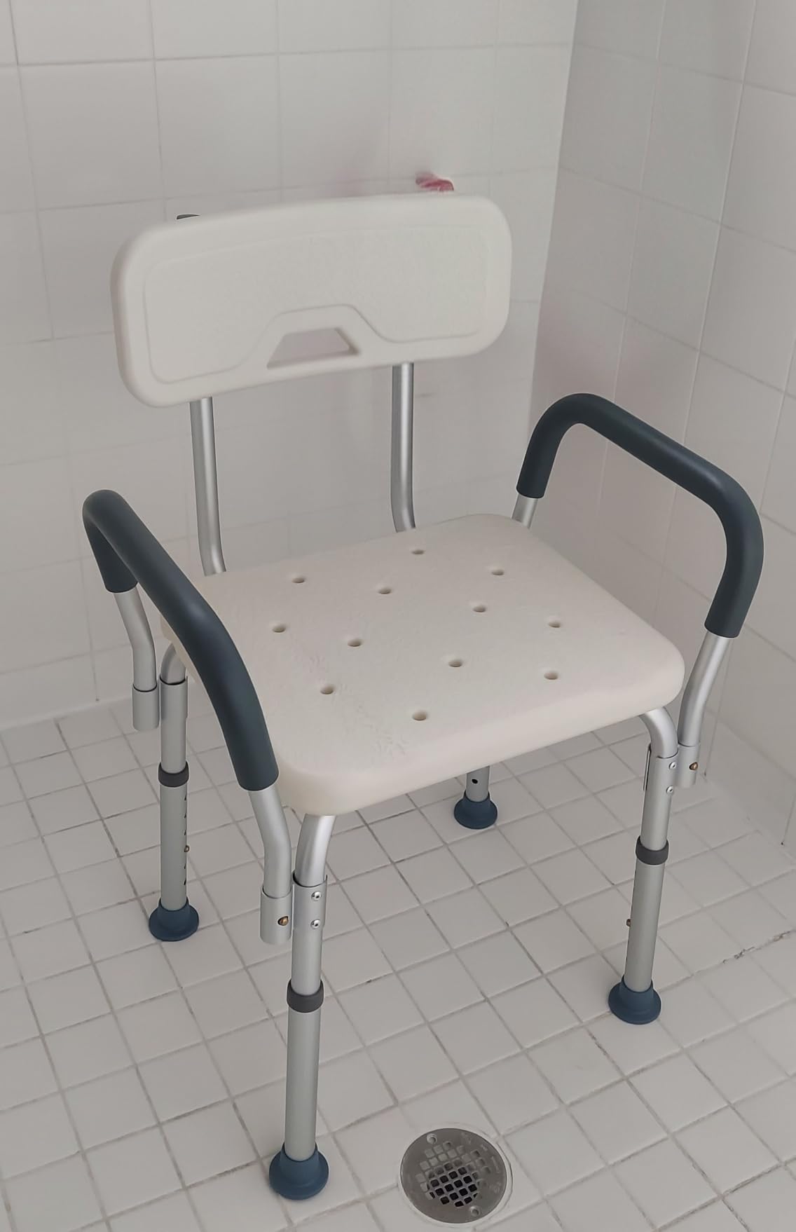 Medline Shower Chair Seat with Padded Armrests and Back | Heavy Duty Shower Chair for Bathtub | Slip Resistant Shower Seat with Adjustable Height | Shower Chair for Inside Shower with 350 lb Capacity customer photo 2