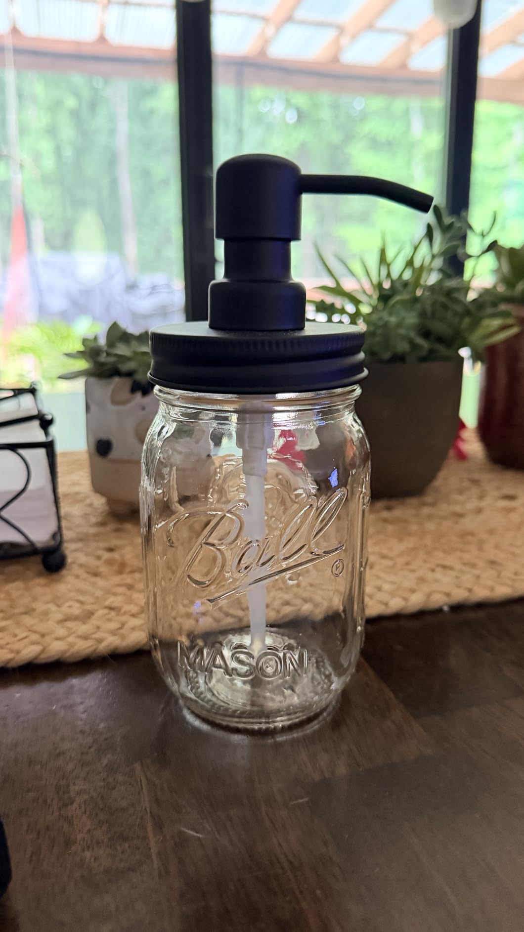 Jarmazing Products Mason Jar Soap Dispenser - Black - 16 oz Ball Mason Jar Liquid Dispenser for Kitchen & Bathroom - Glass - Dish Soap Dispenser with Rust Proof Stainless Steel Pump & Lid customer photo 1