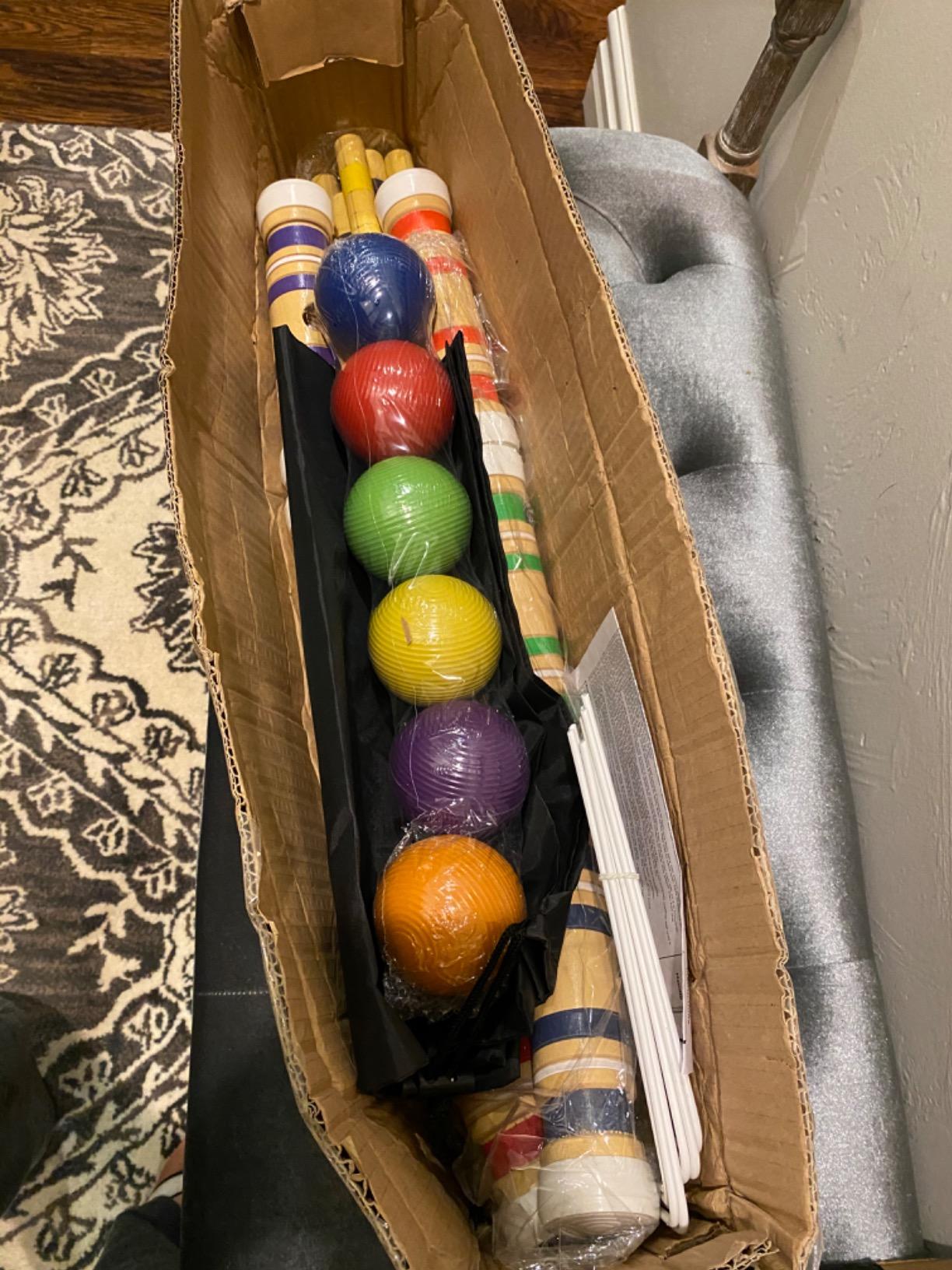 Juegoal Six Player Croquet Set with Wooden Mallets Colored Balls for Lawn, Backyard and Park, 28 Inch customer photo 2
