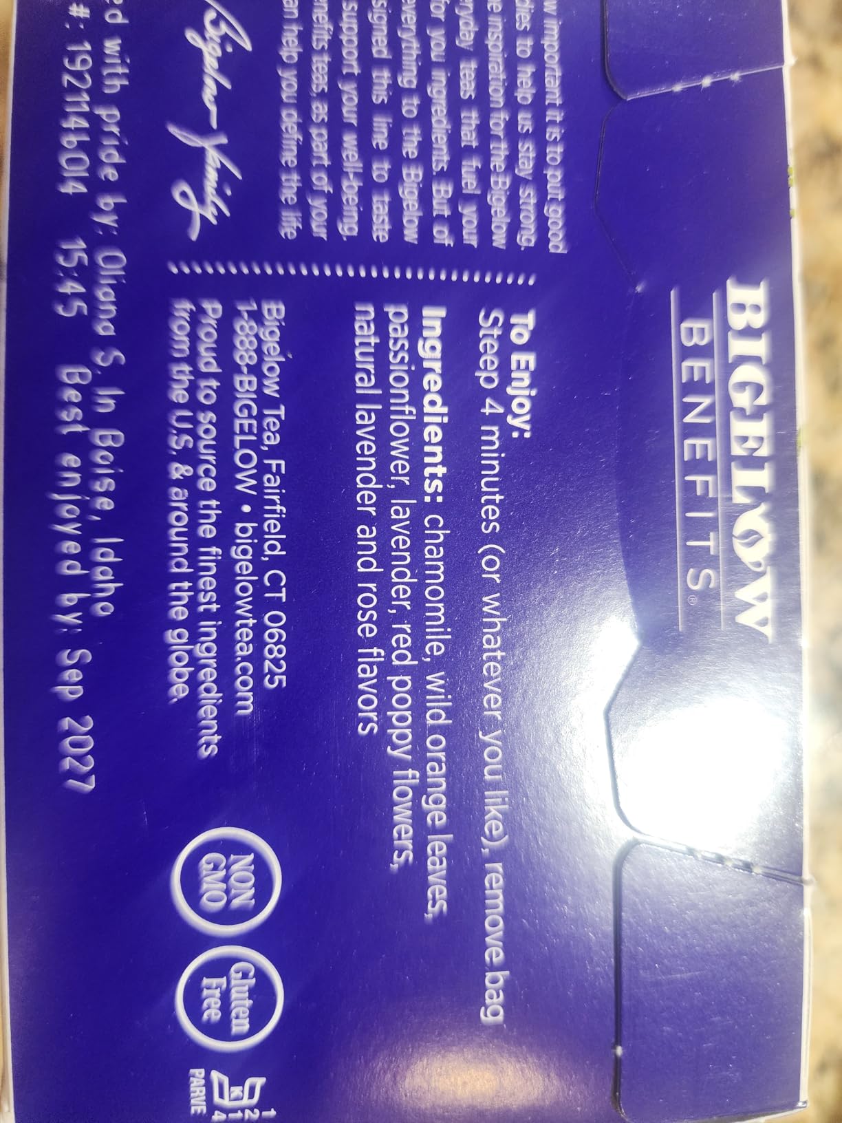 Bigelow Tea Benefits Sleep Chamomile Lavender Herbal Tea, 18 Count | Caffeine Free, Pack of 6, 108 Total Tea Bags customer photo 1