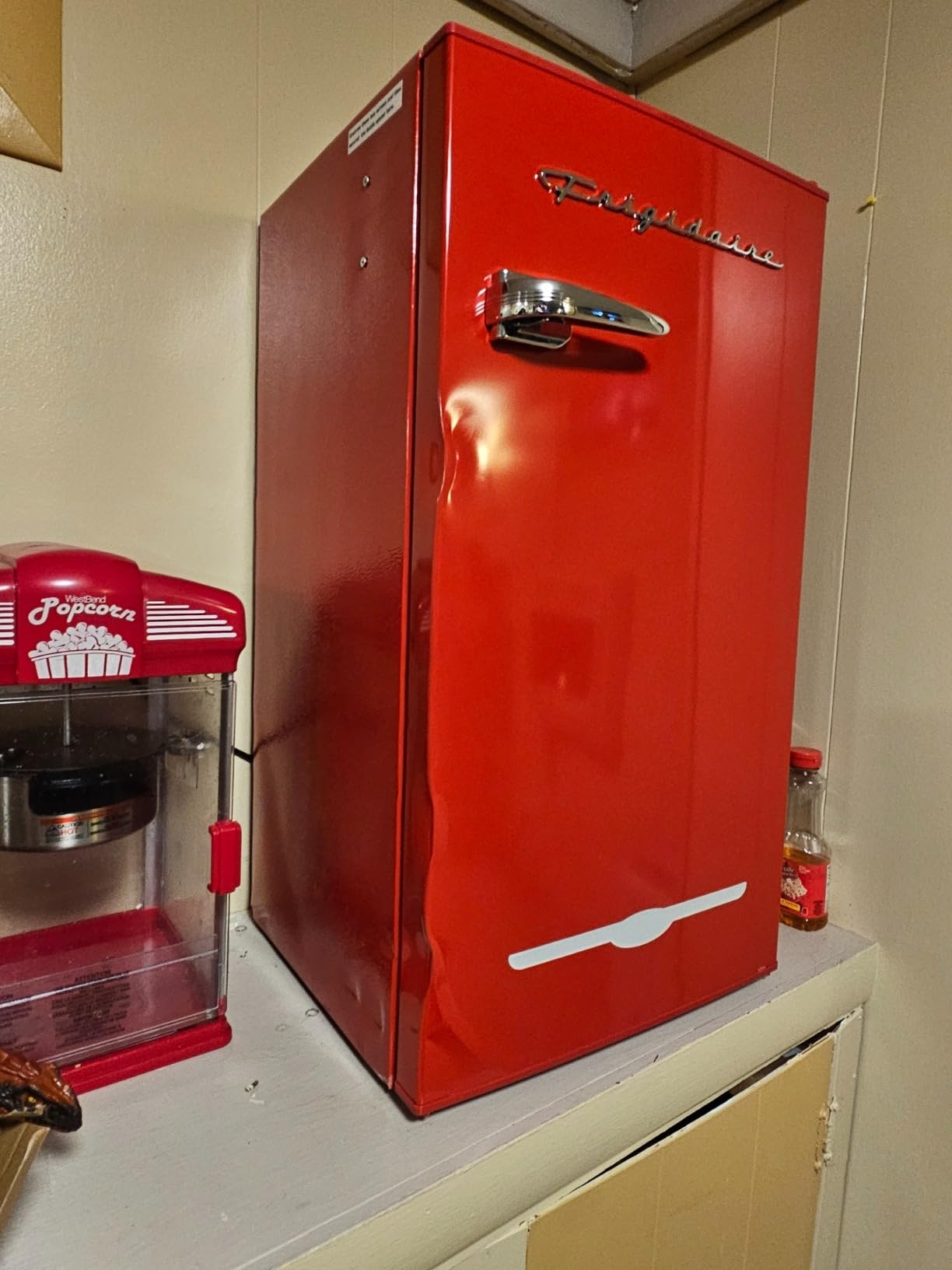 FRIGIDAIRE EFR376-BLACK 3.1 Cu Ft Black Retro Bar Fridge with Side Bottle Opener customer photo 1