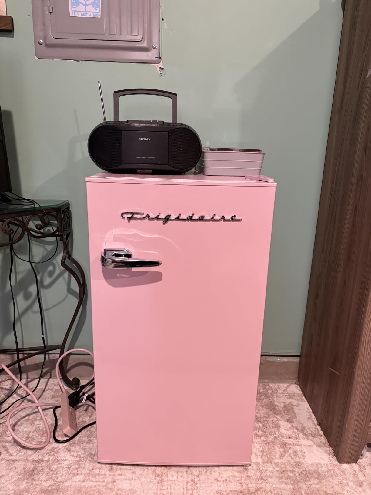 FRIGIDAIRE EFR376-BLACK 3.1 Cu Ft Black Retro Bar Fridge with Side Bottle Opener customer photo 2